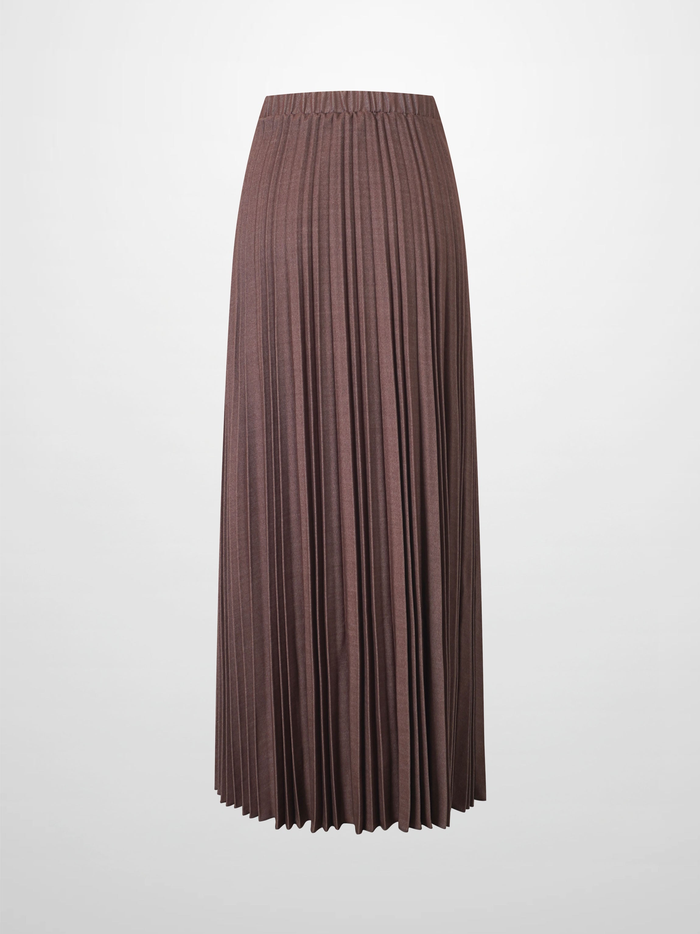 Denim Pleated Skirt-Dark Brown