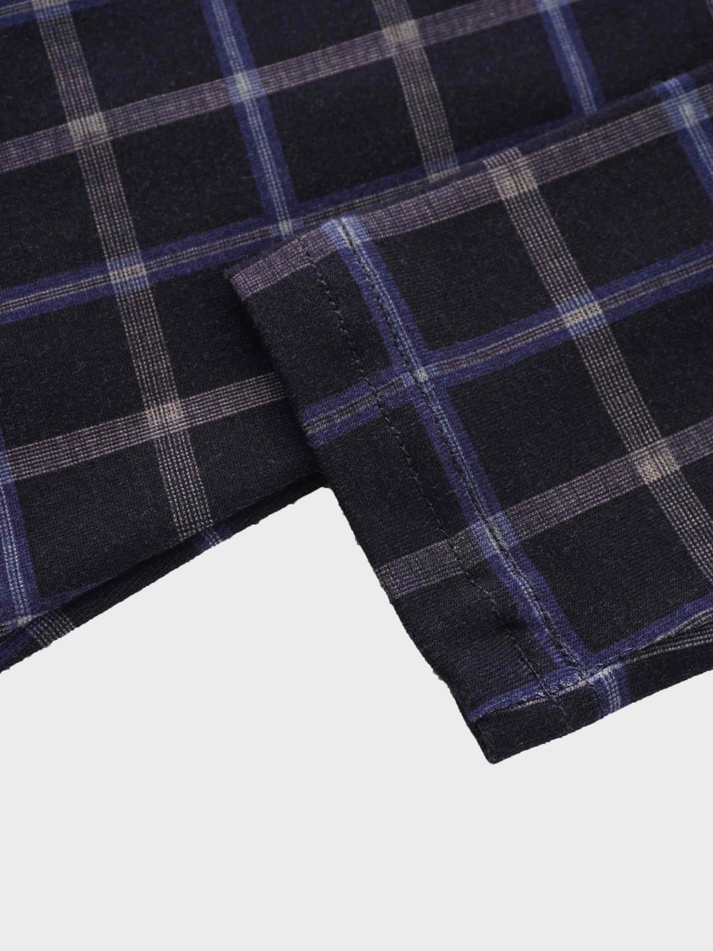 Printed Modal Turtleneck-Blue Plaid