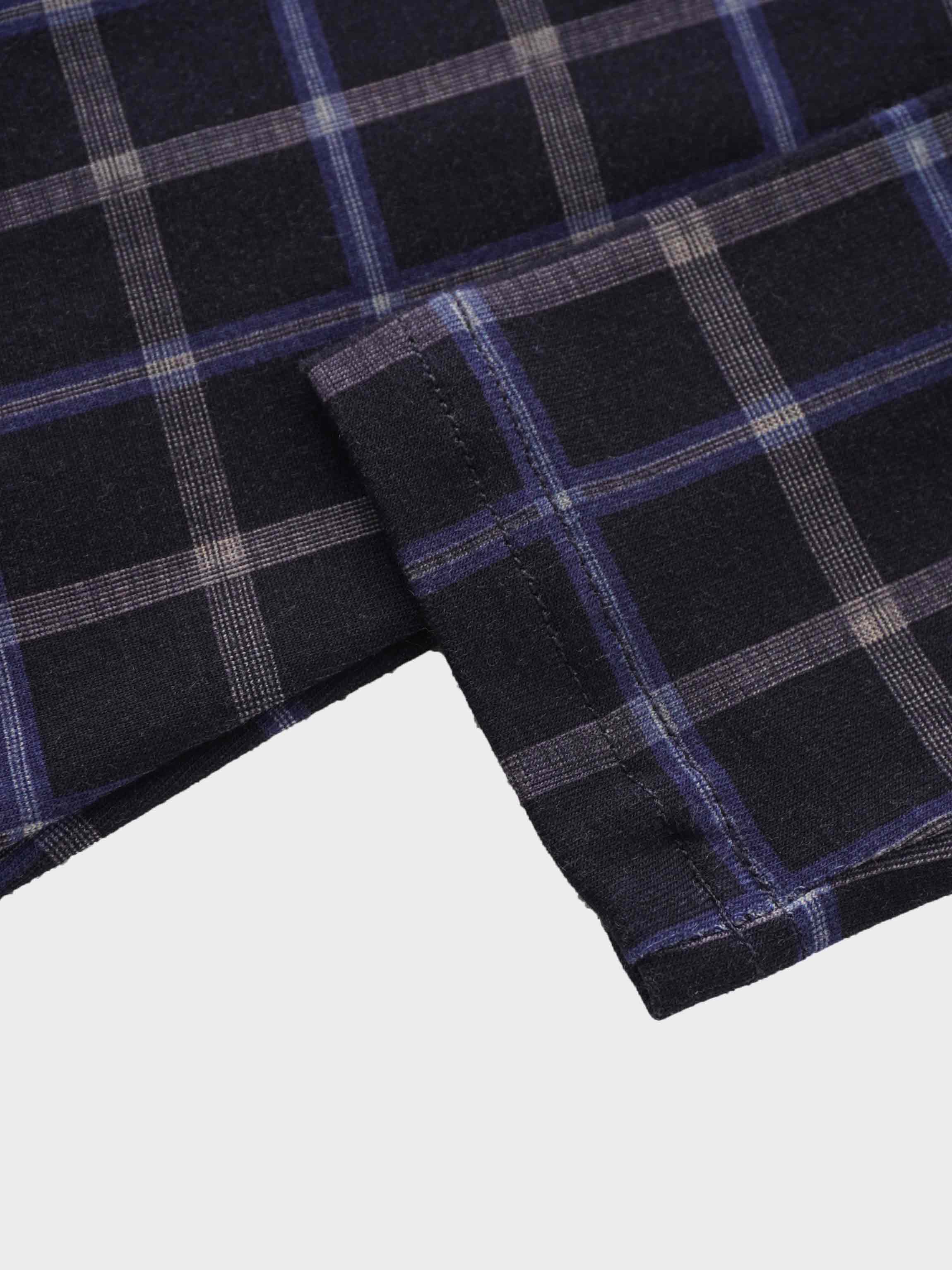 Printed Modal Turtleneck-Blue Plaid