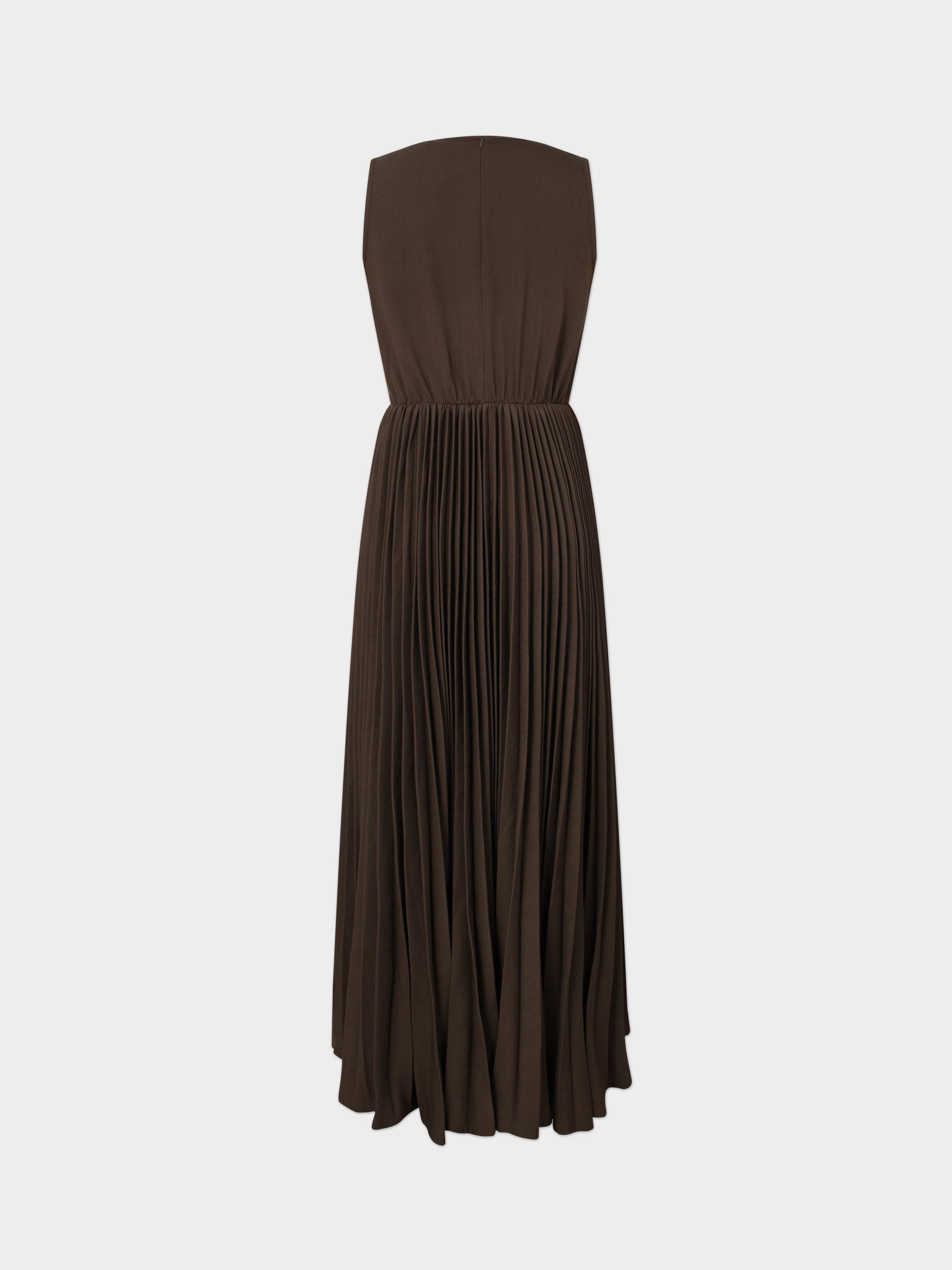Pleated Slip Dress-Brown