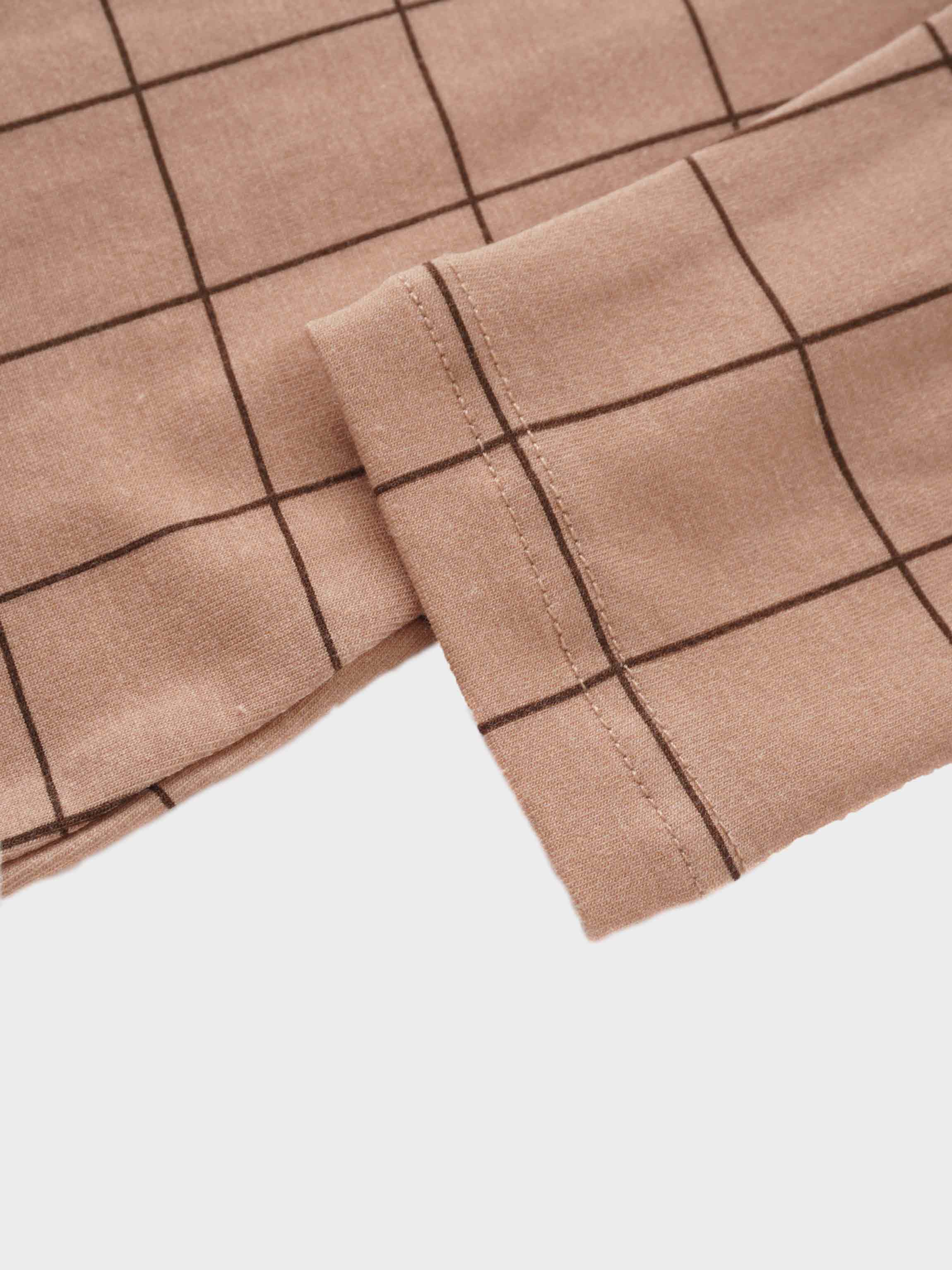 Printed Modal Turtleneck-Brown Windowpane