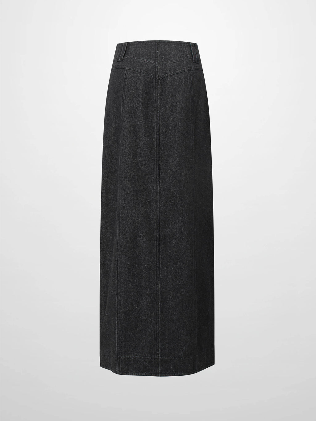 Button Design Denim Skirt-Black