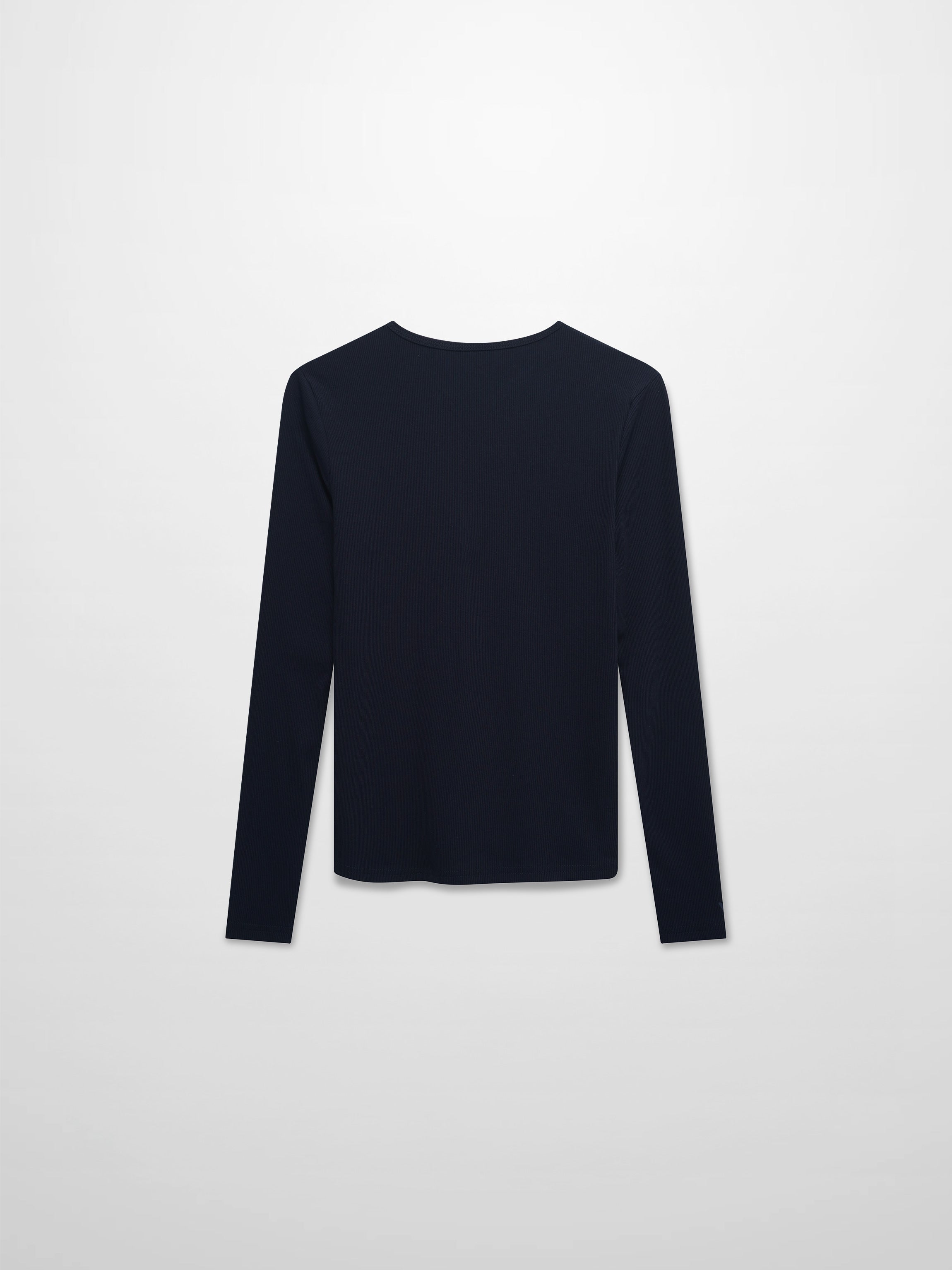 Soft Ribbed High V Tee-Navy