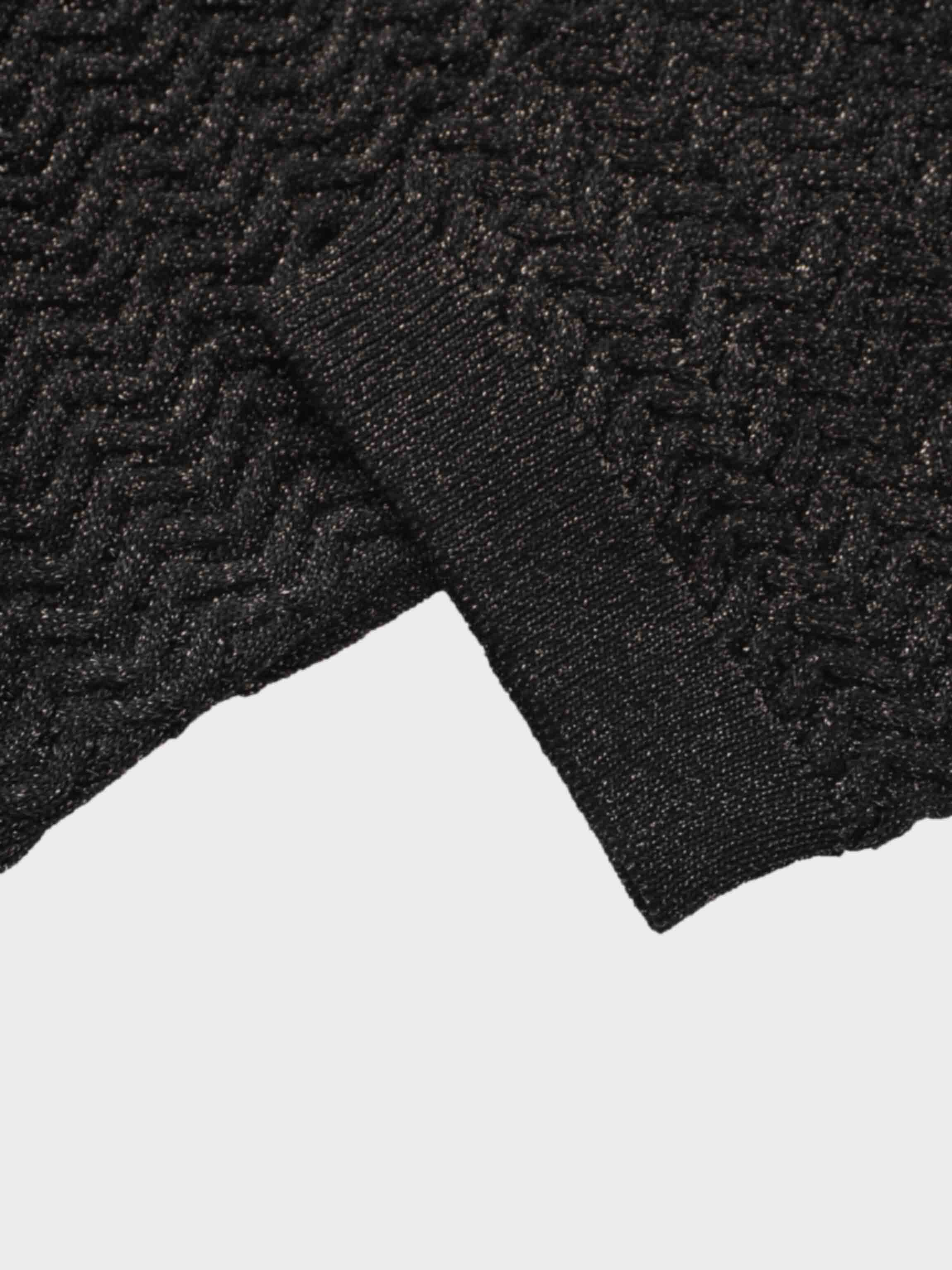 Textured Lurex Crew Sweater-Black