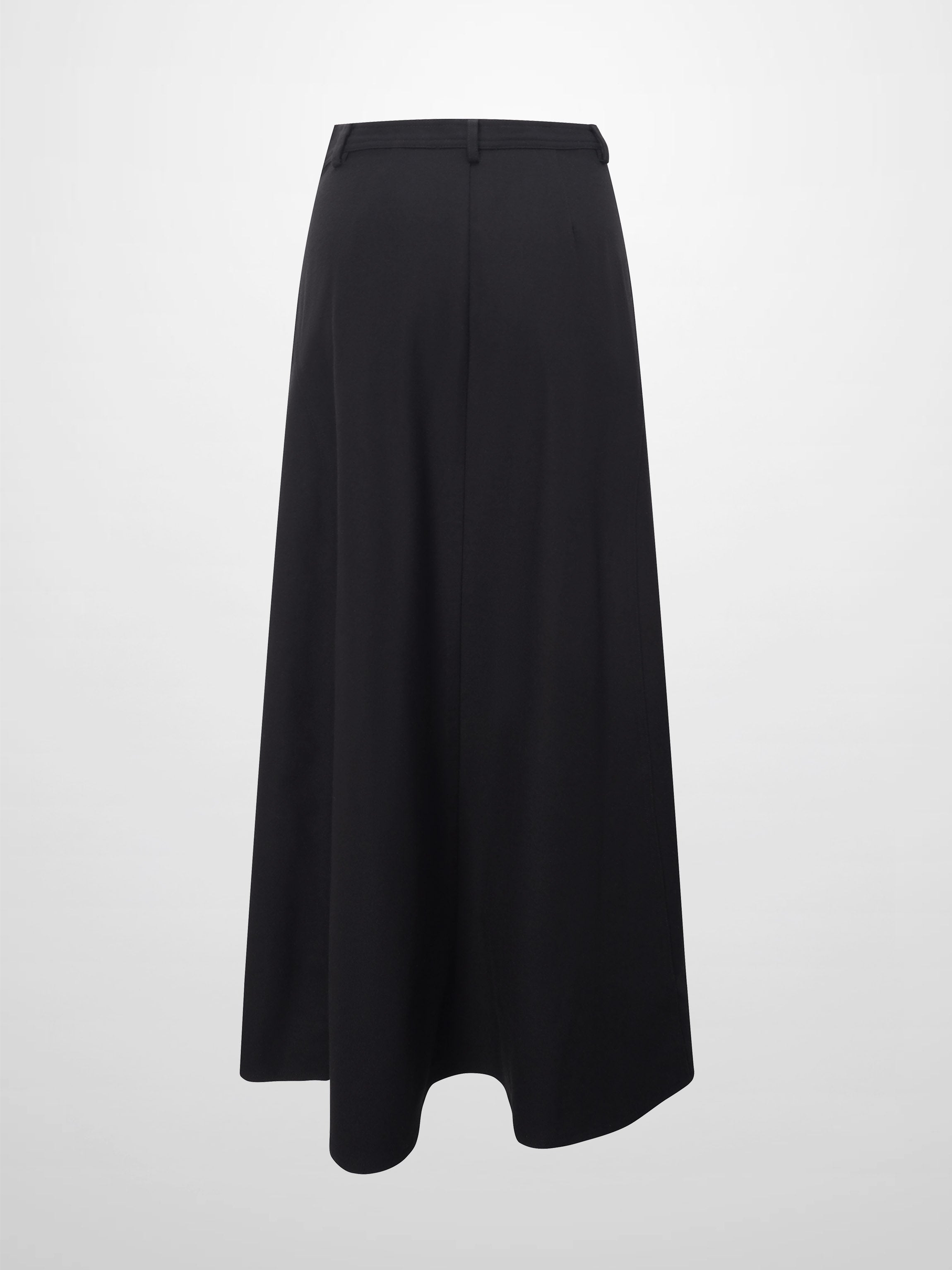 Wool Blend Yoke Skirt 37"-Black