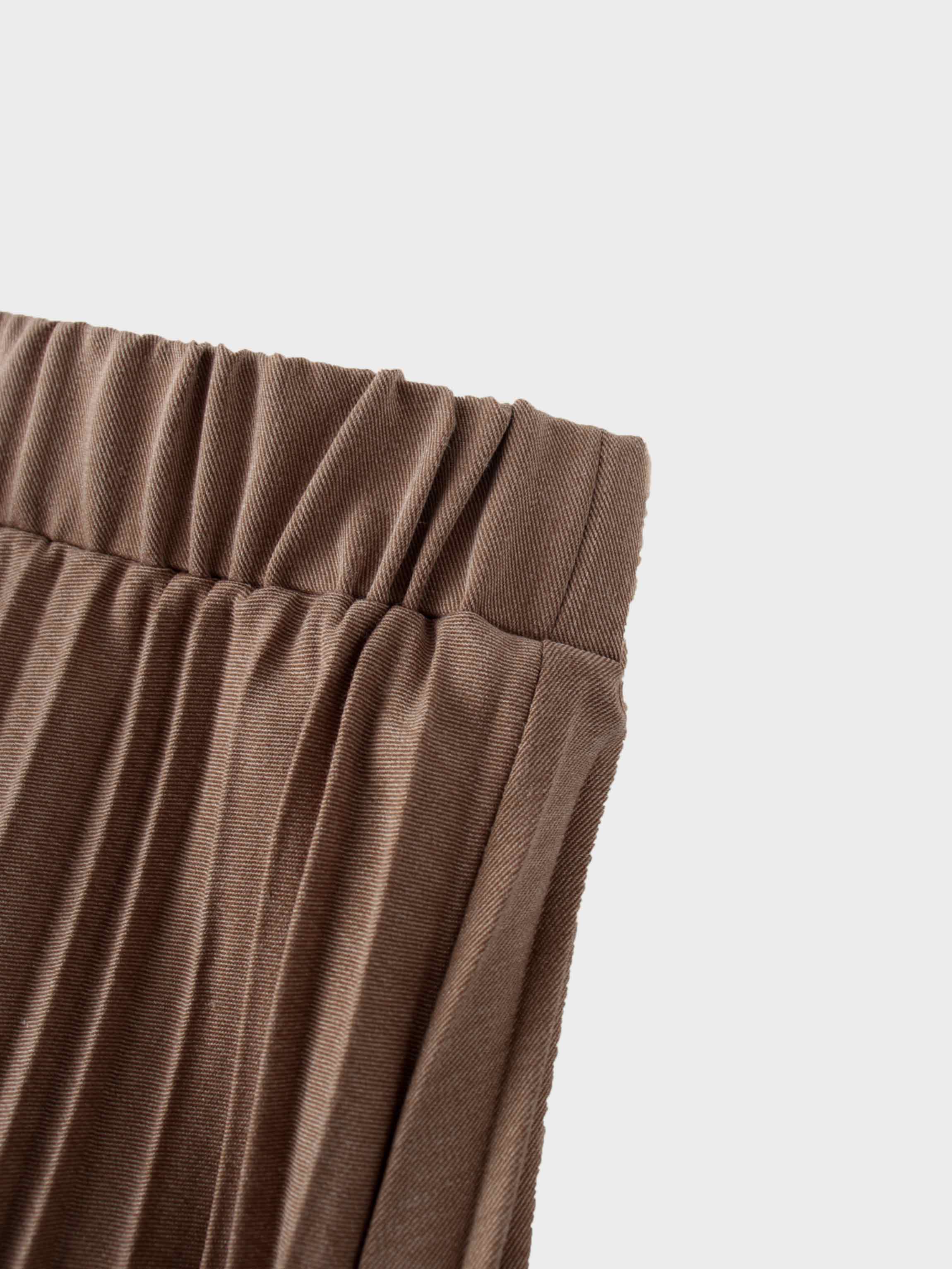 Mix Pleat Skirt-Camel