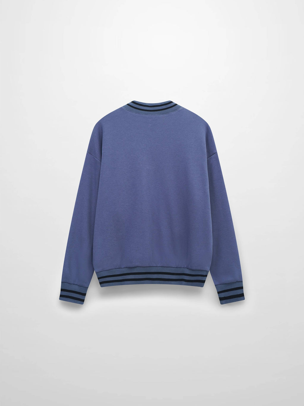 Striped High Neck Sweatshirt-Denim Blue/Black
