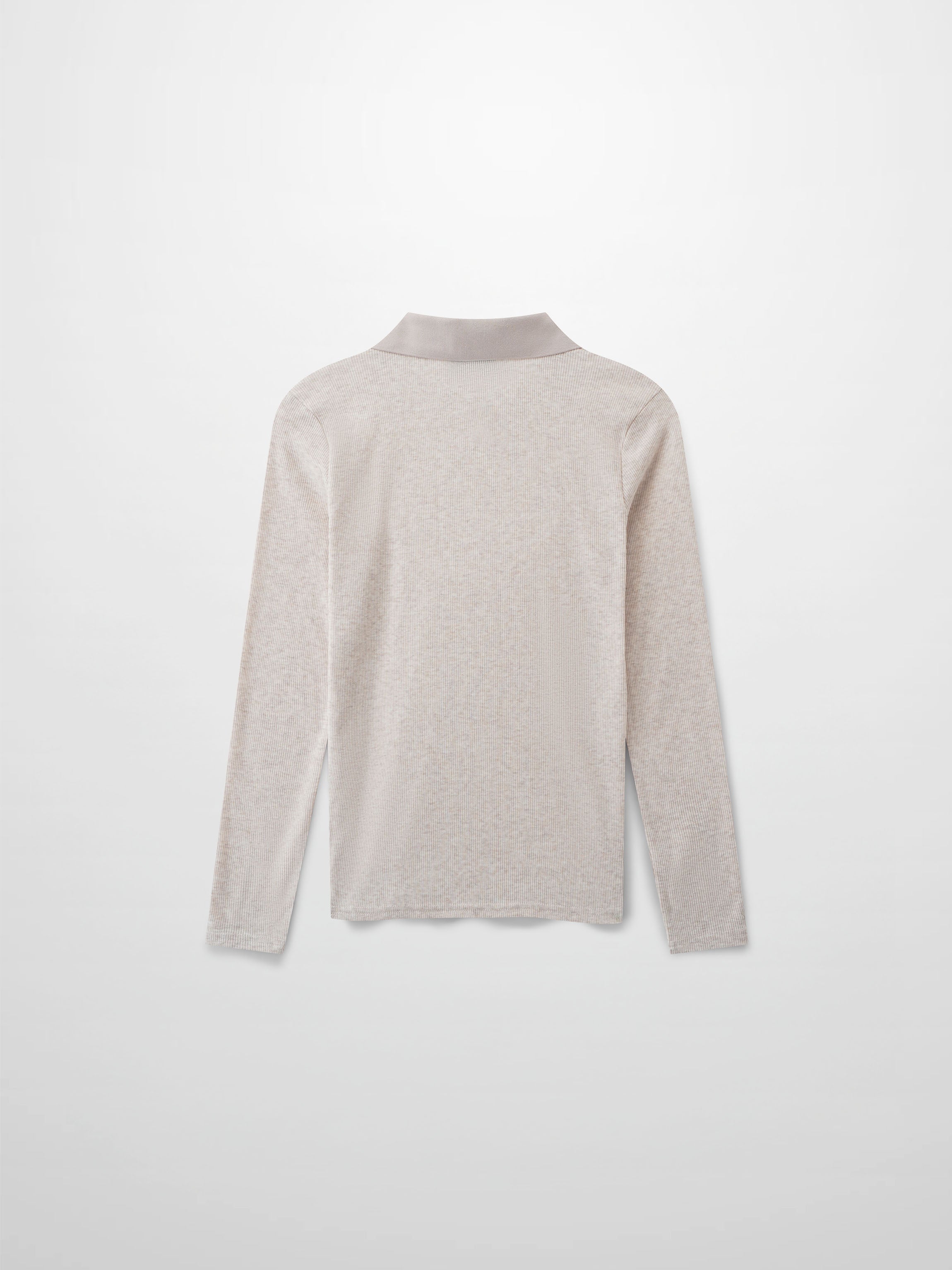 Ribbed Collar T-Shirt-Tan