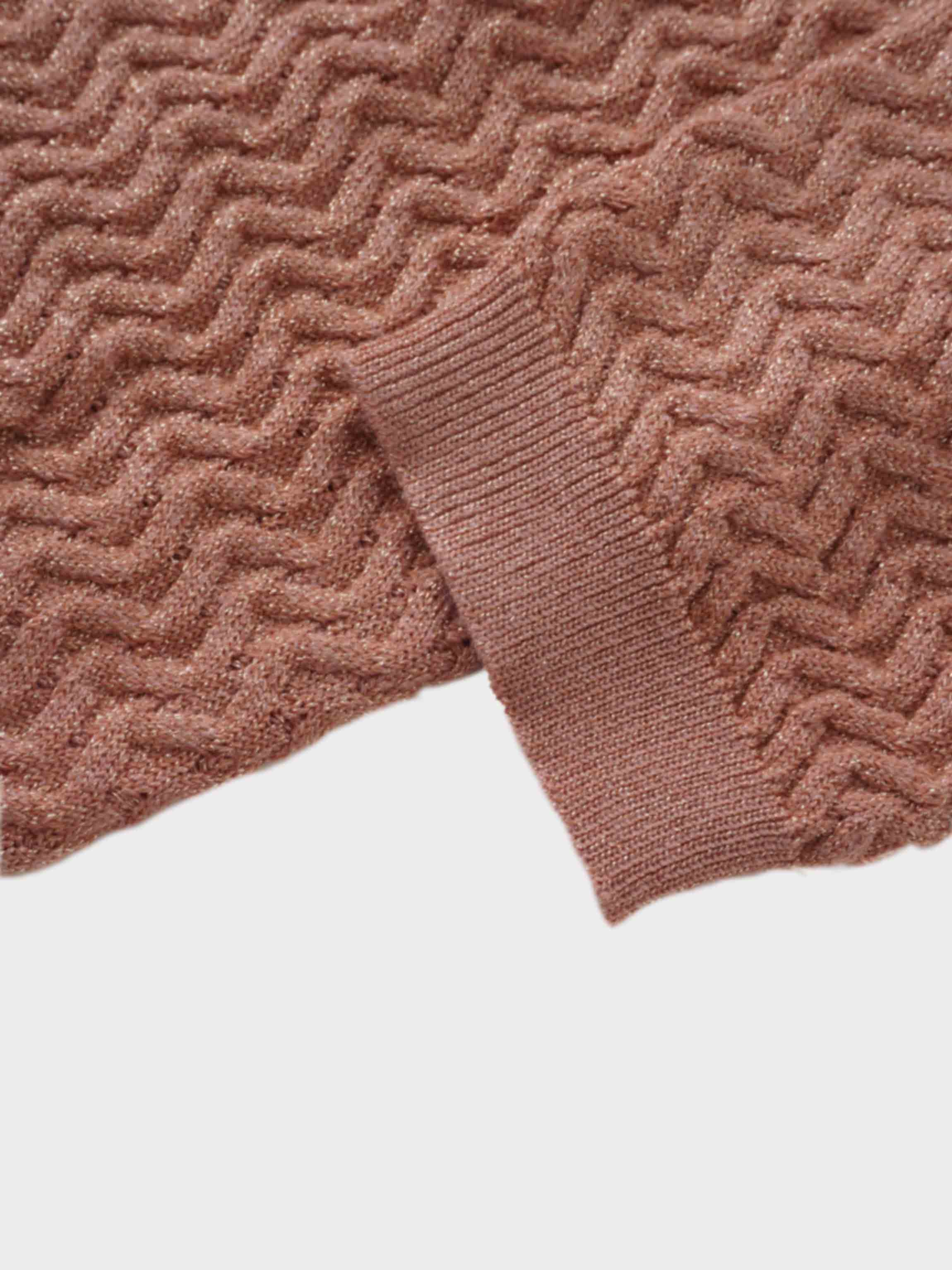 Textured Lurex Crew Sweater-Blush