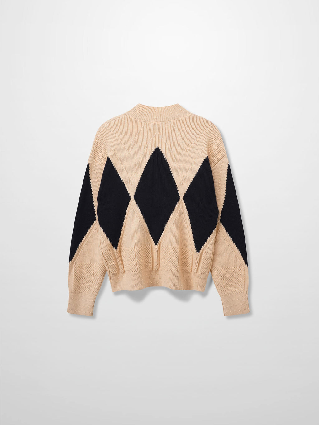 Center Diamond Sweater-Ivory/Black