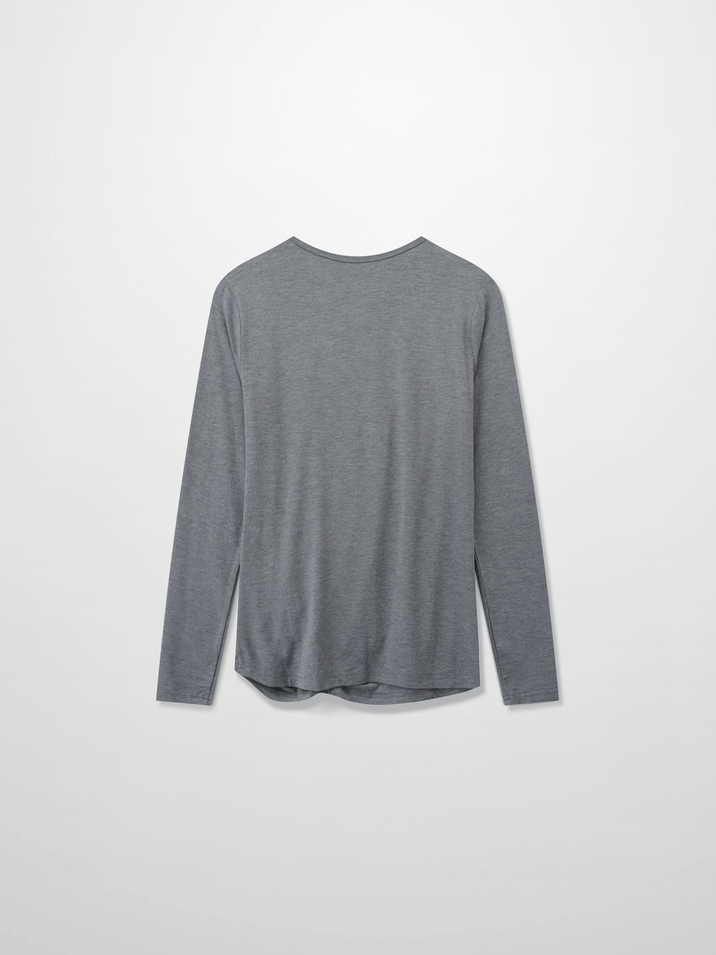 Curved Gathered Detailed T-Shirt-Heathered Grey