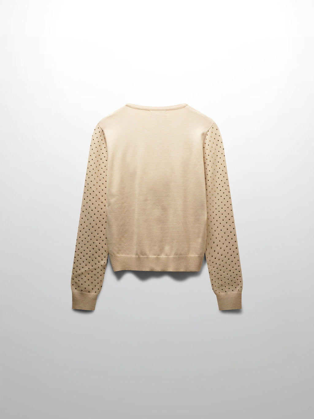 Stone Embellished Crew Cardigan-Vanilla