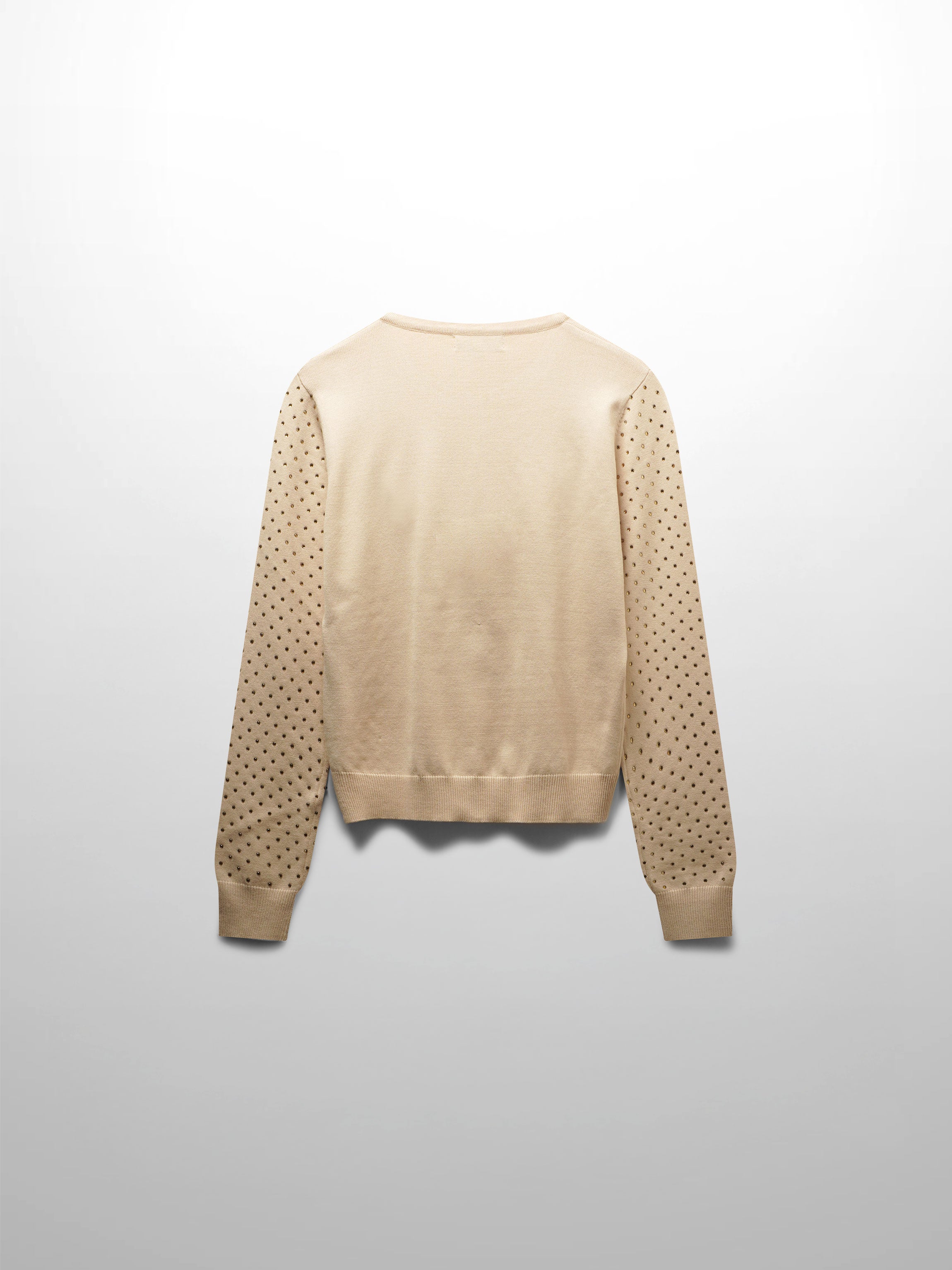 Stone Embellished Crew Cardigan-Vanilla