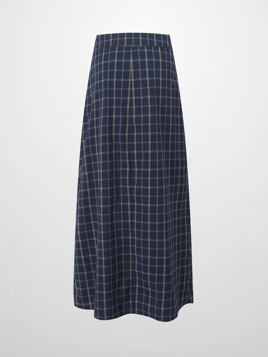Gathered Overlay Skirt-Blue Plaid