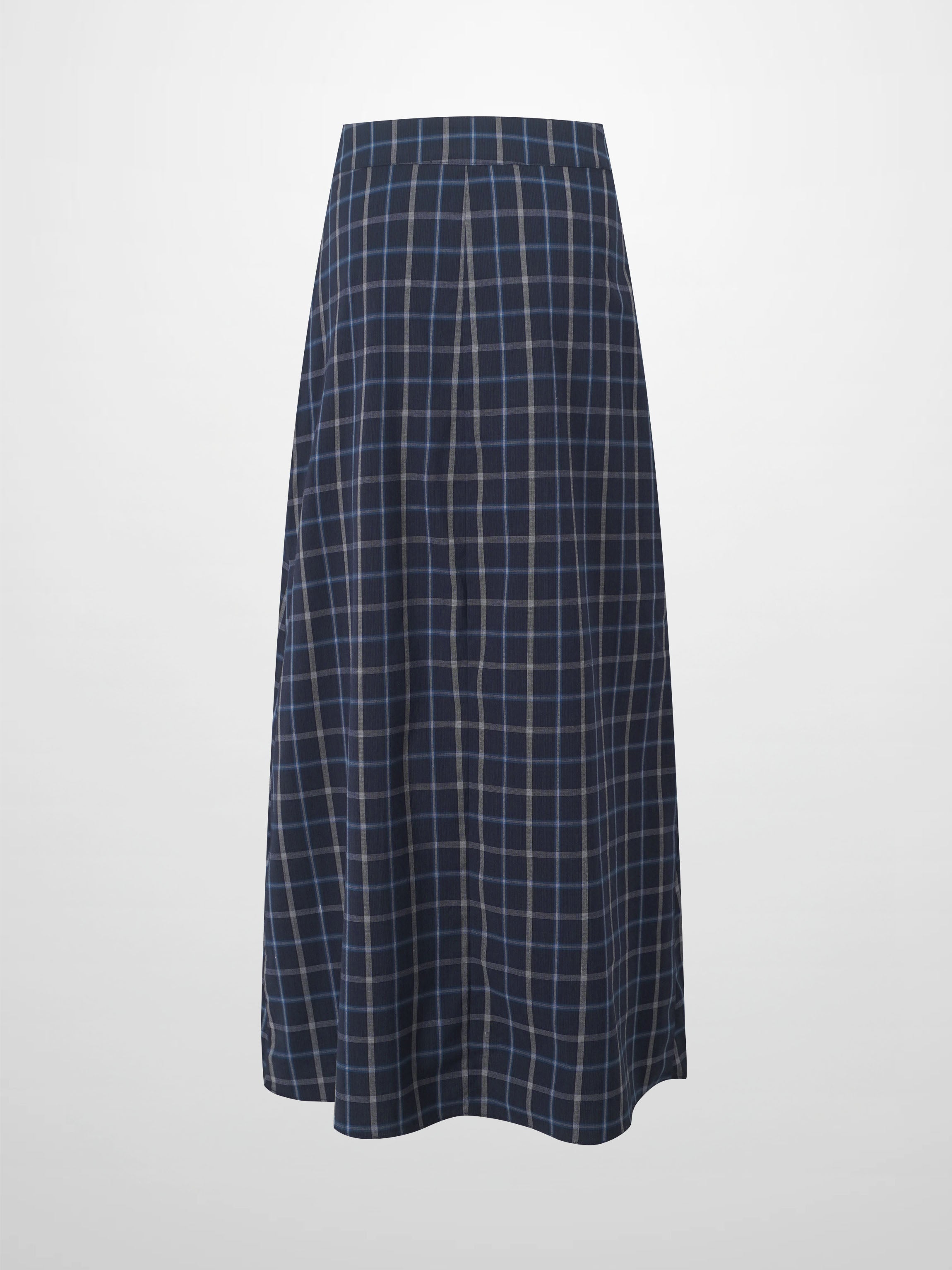Gathered Overlay Skirt-Blue Plaid