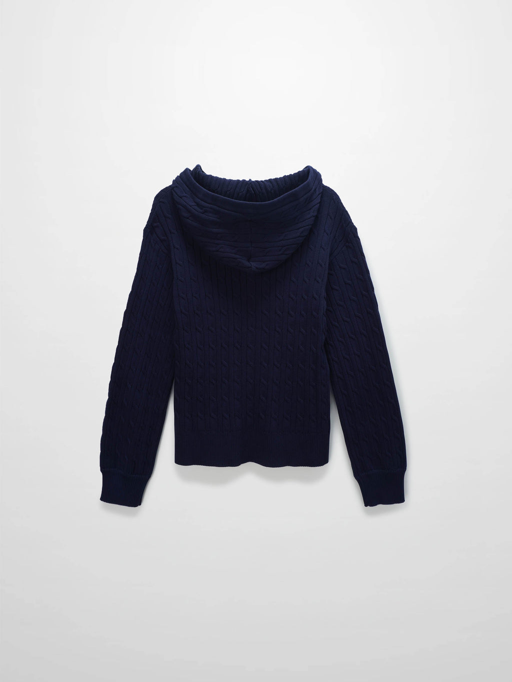 Zip Up Cable Hoodie-Navy