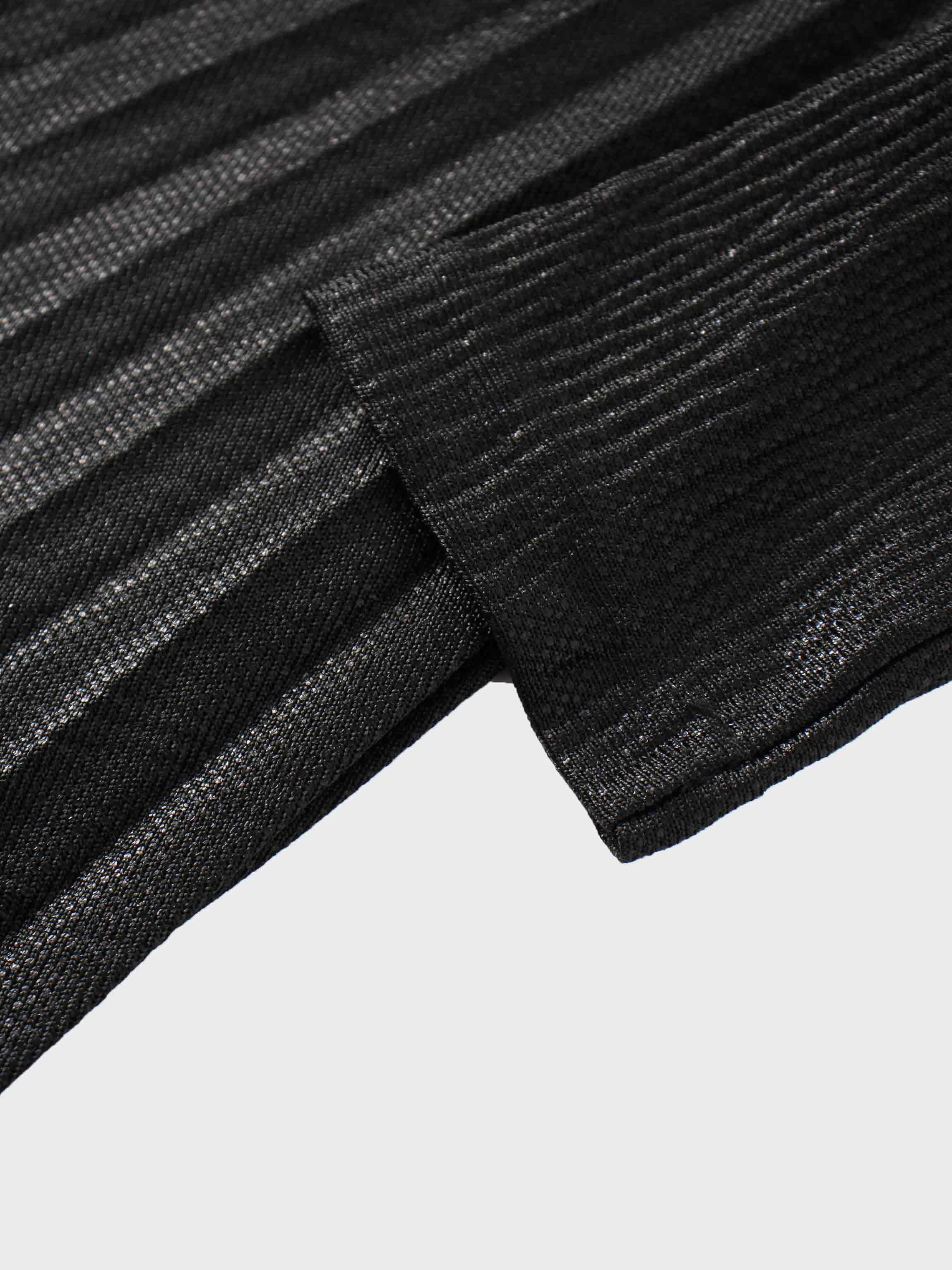 Pleat Bottom Stretch Maxi Dress-Black Shimmer