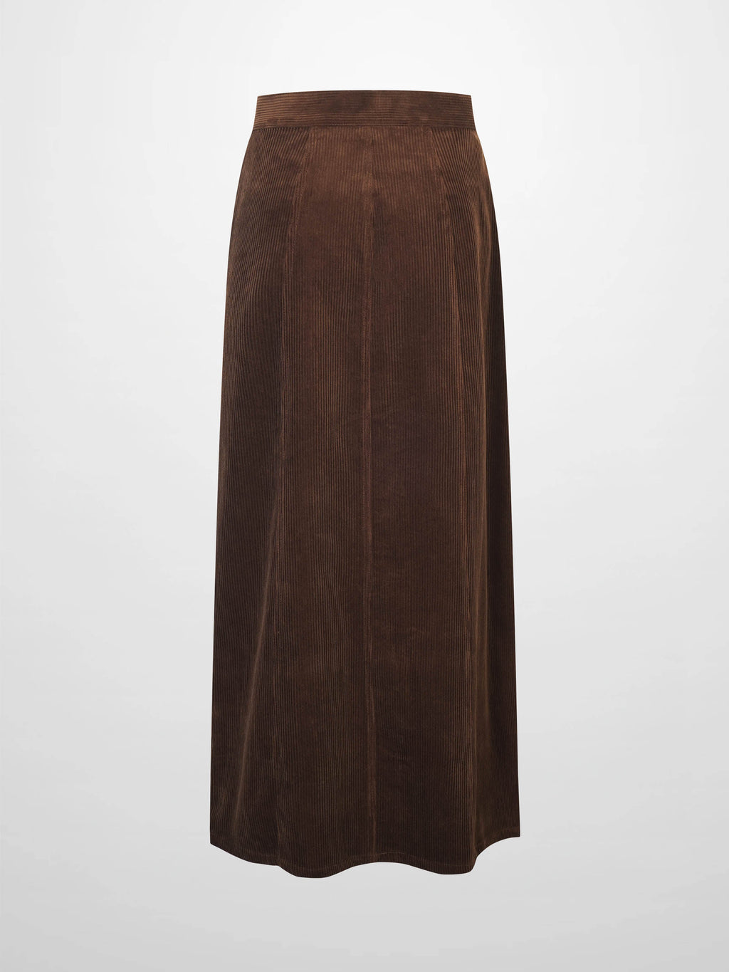 Button Down A-Line Corduroy Skirt-Dark Brown