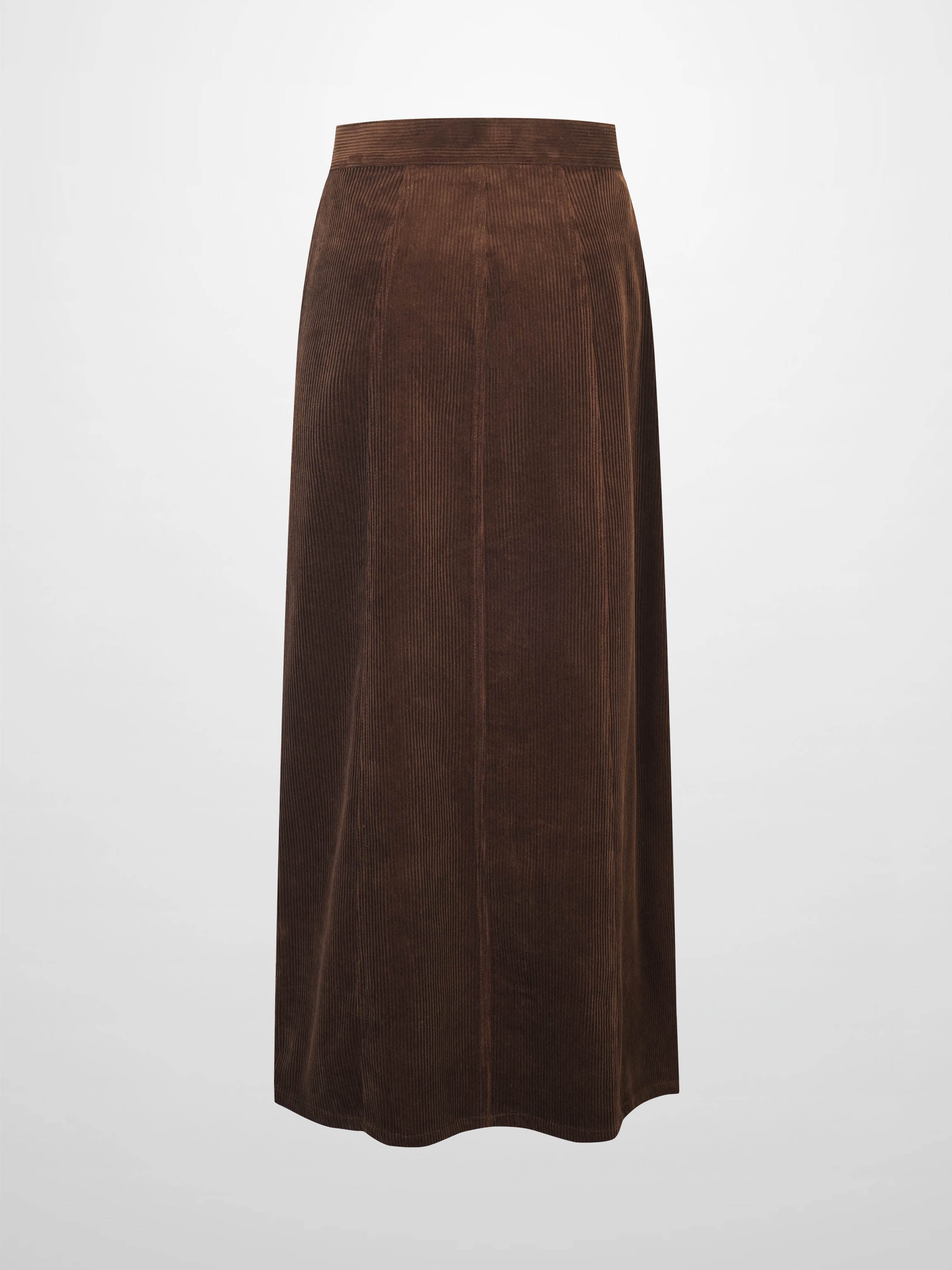 Button Down A-Line Corduroy Skirt-Dark Brown