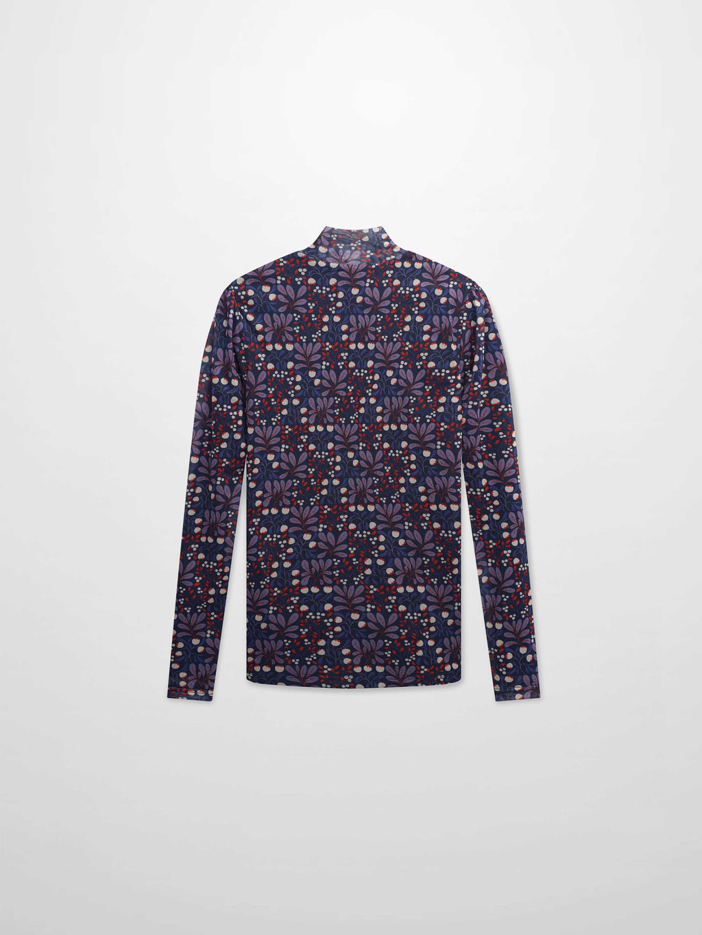 Mesh Mock Neck Top-Lilac Flower