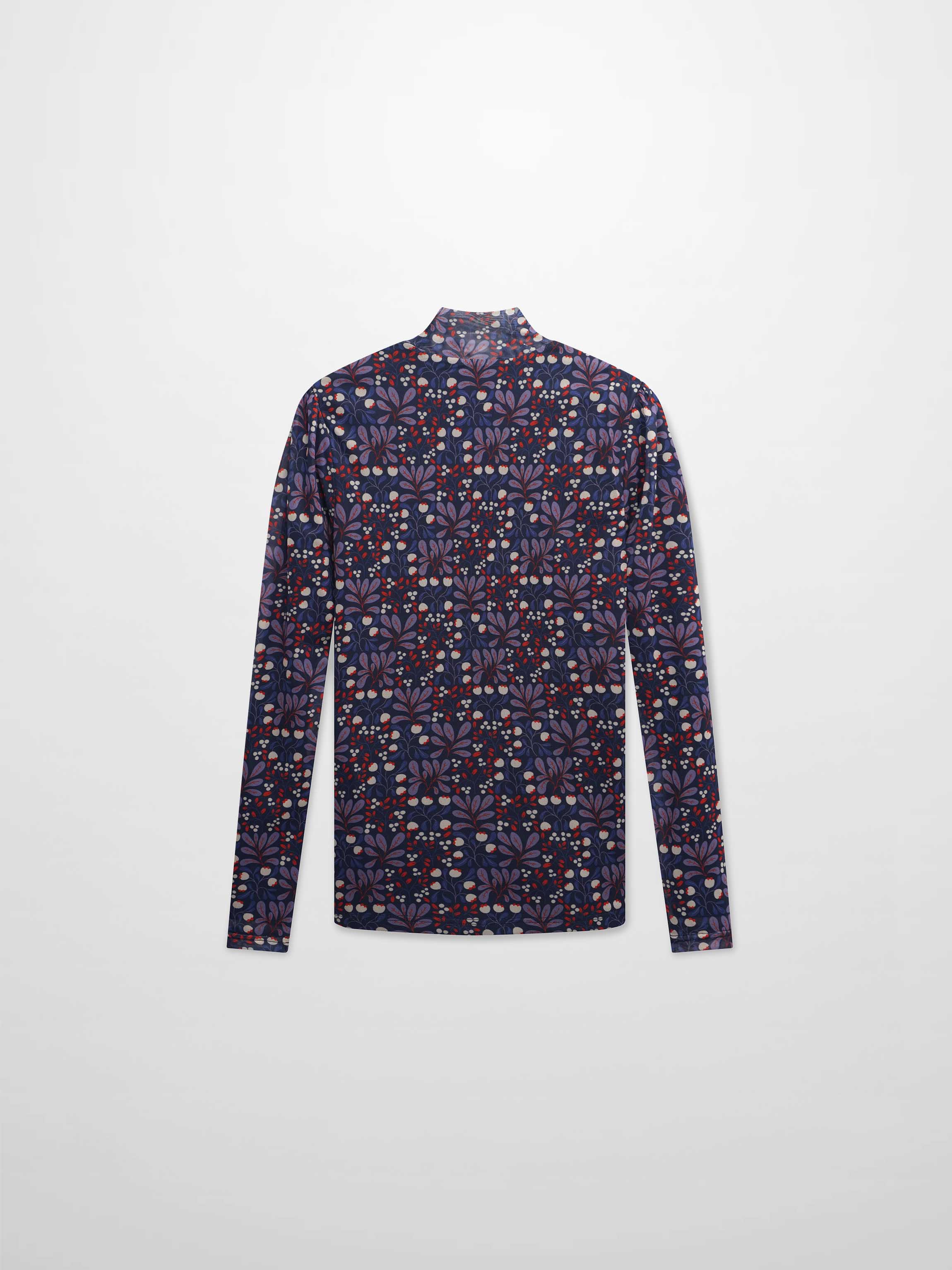 Mesh Mock Neck Top-Lilac Flower