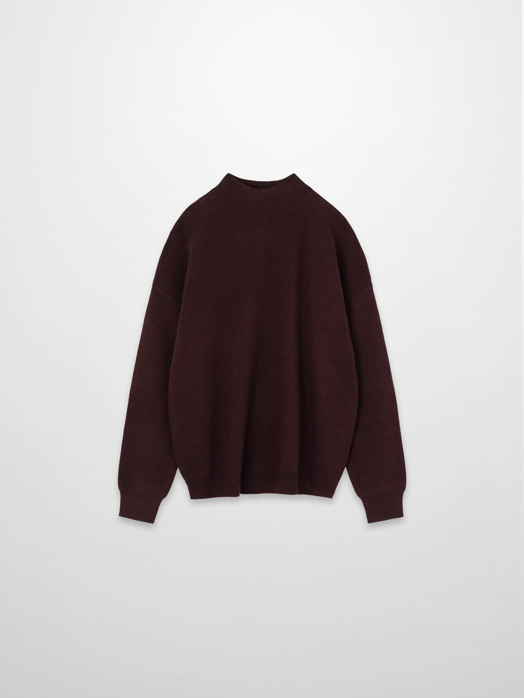 Mock Neck Thin Knit Sweater-Brown