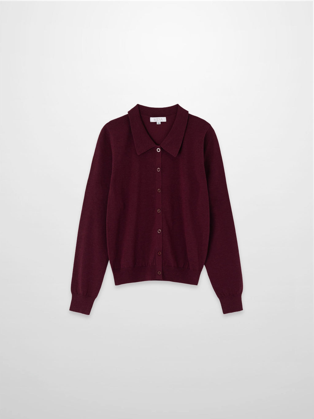 Wool Blend Collared Cardigan-Burgundy