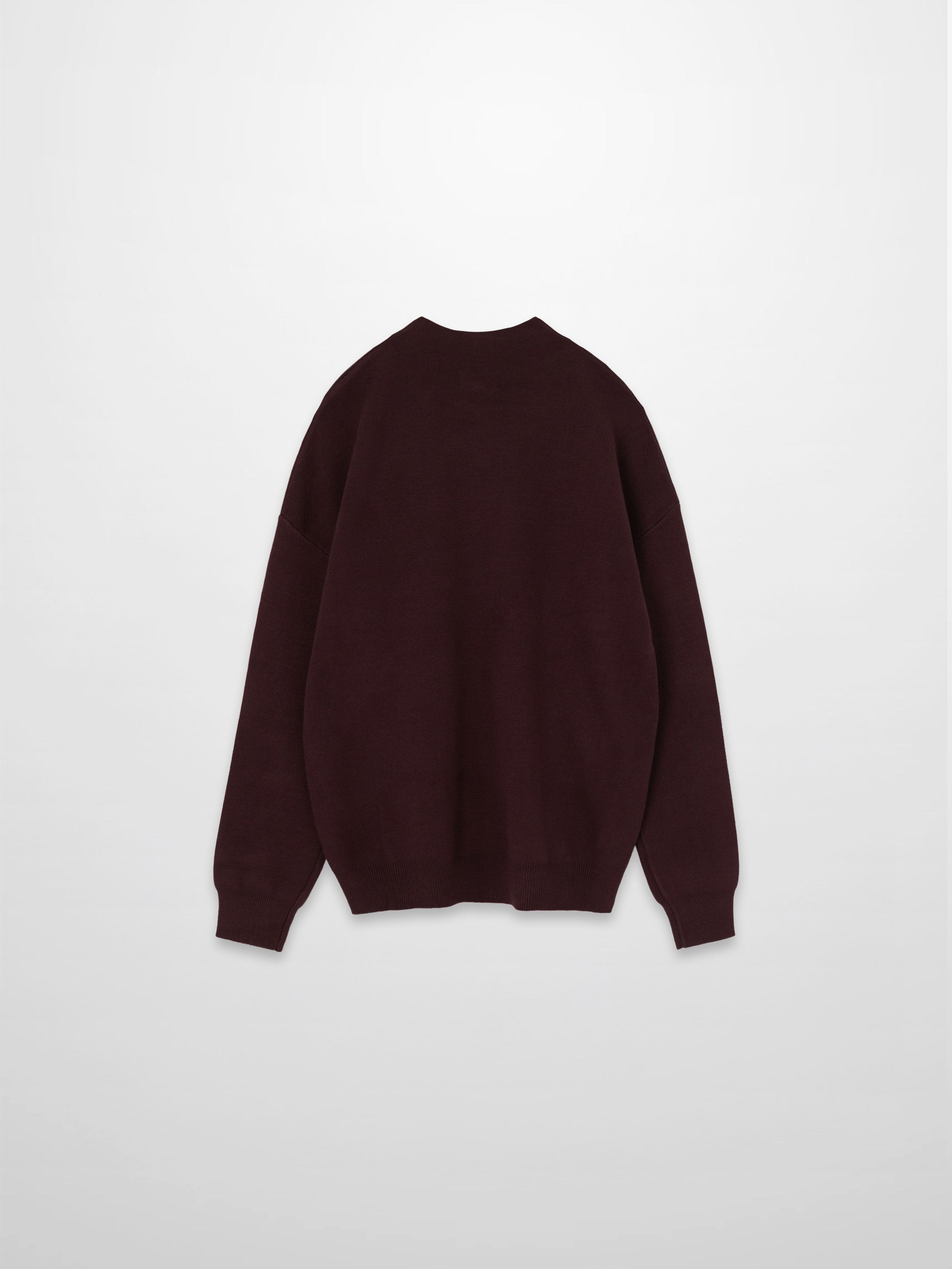 Mock Neck Thin Knit Sweater-Brown