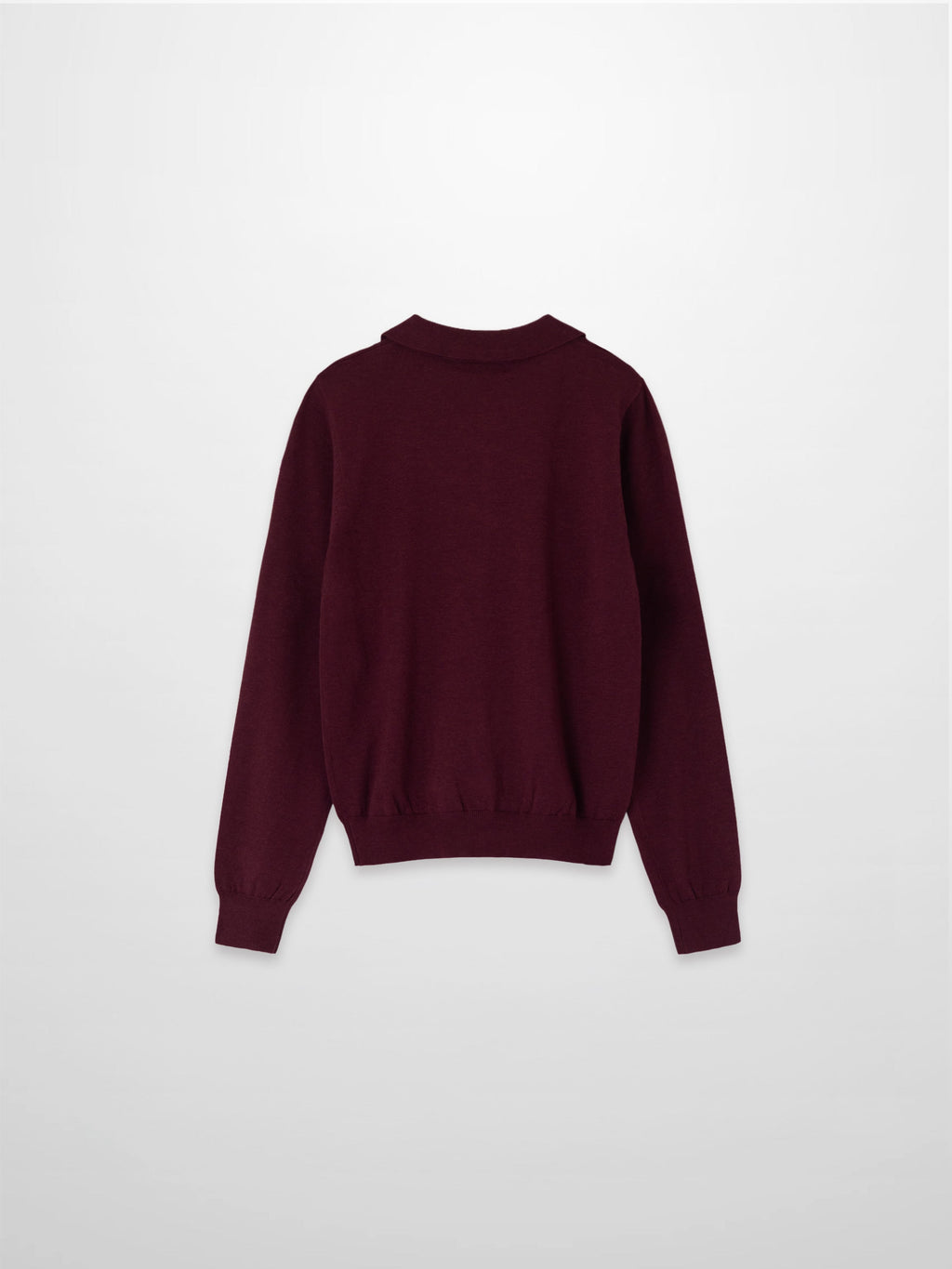 Wool Blend Collared Cardigan-Burgundy