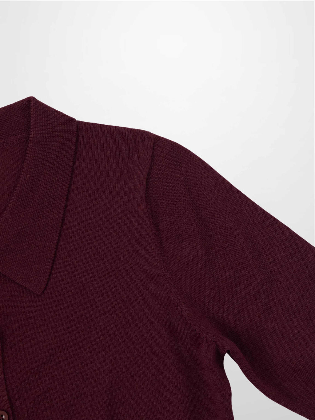 Wool Blend Collared Cardigan-Burgundy