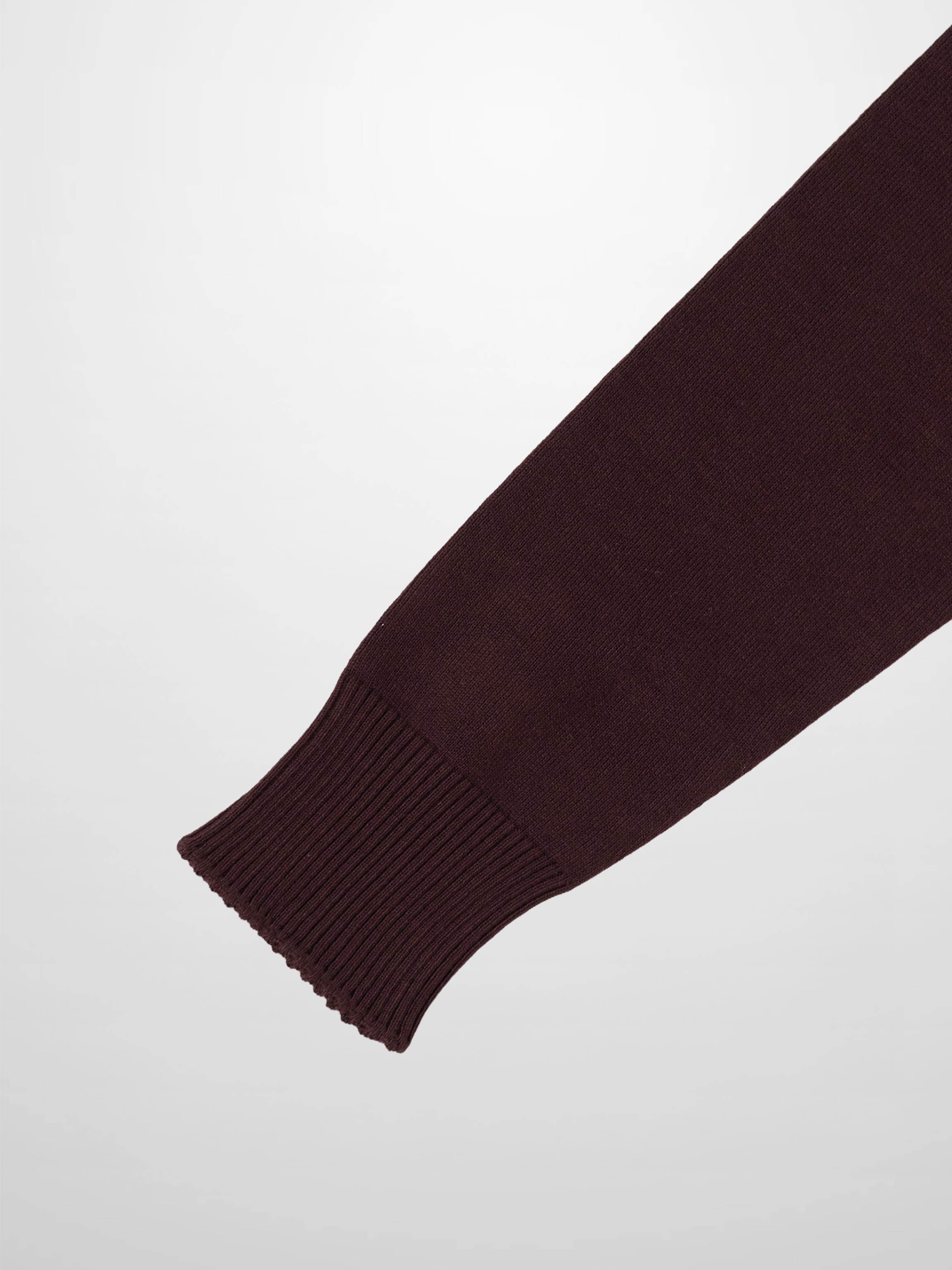 Trim Detail Crew Crop Cardigan-Chocolate Brown