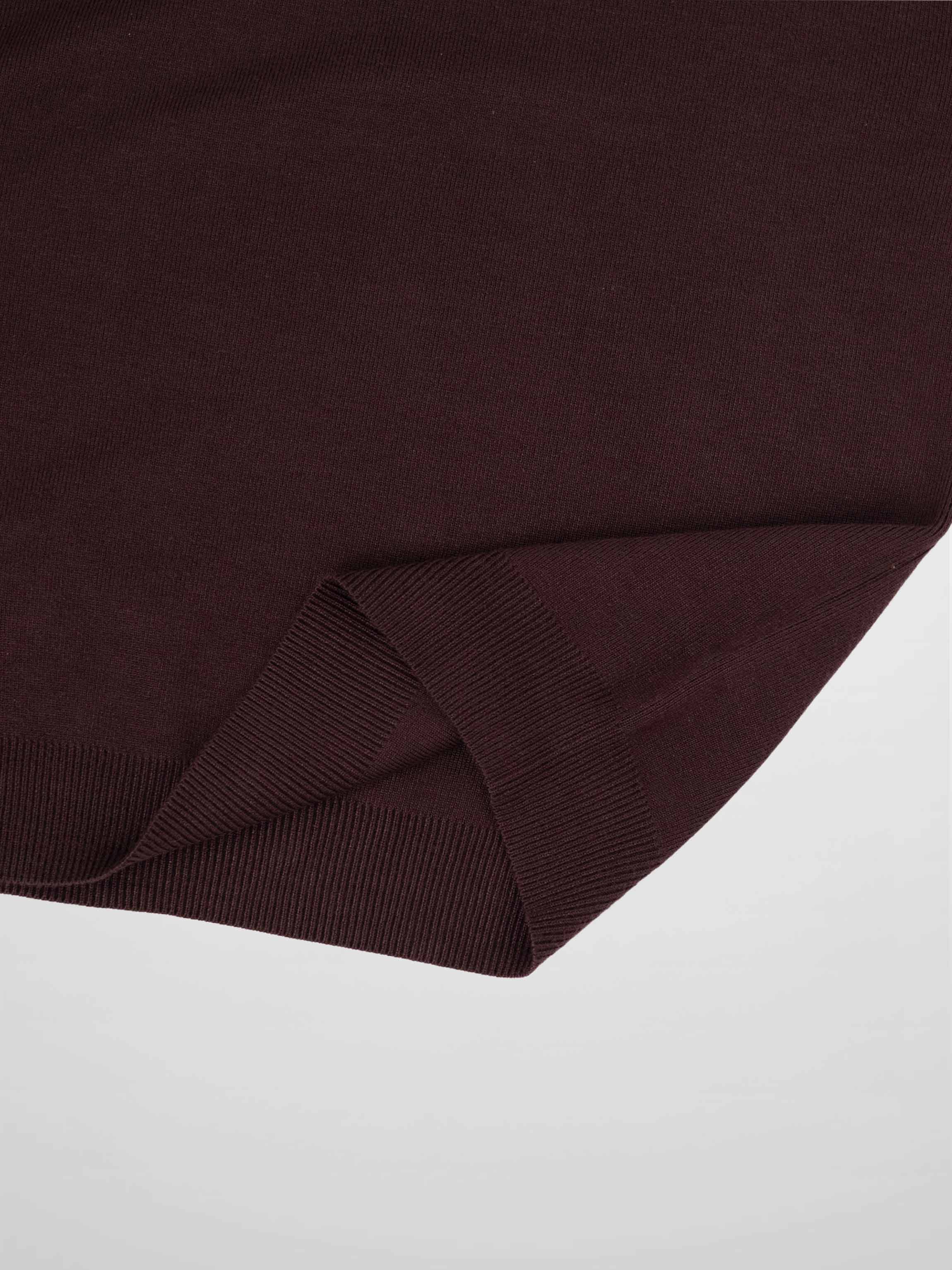 Mock Neck Thin Knit Sweater-Brown