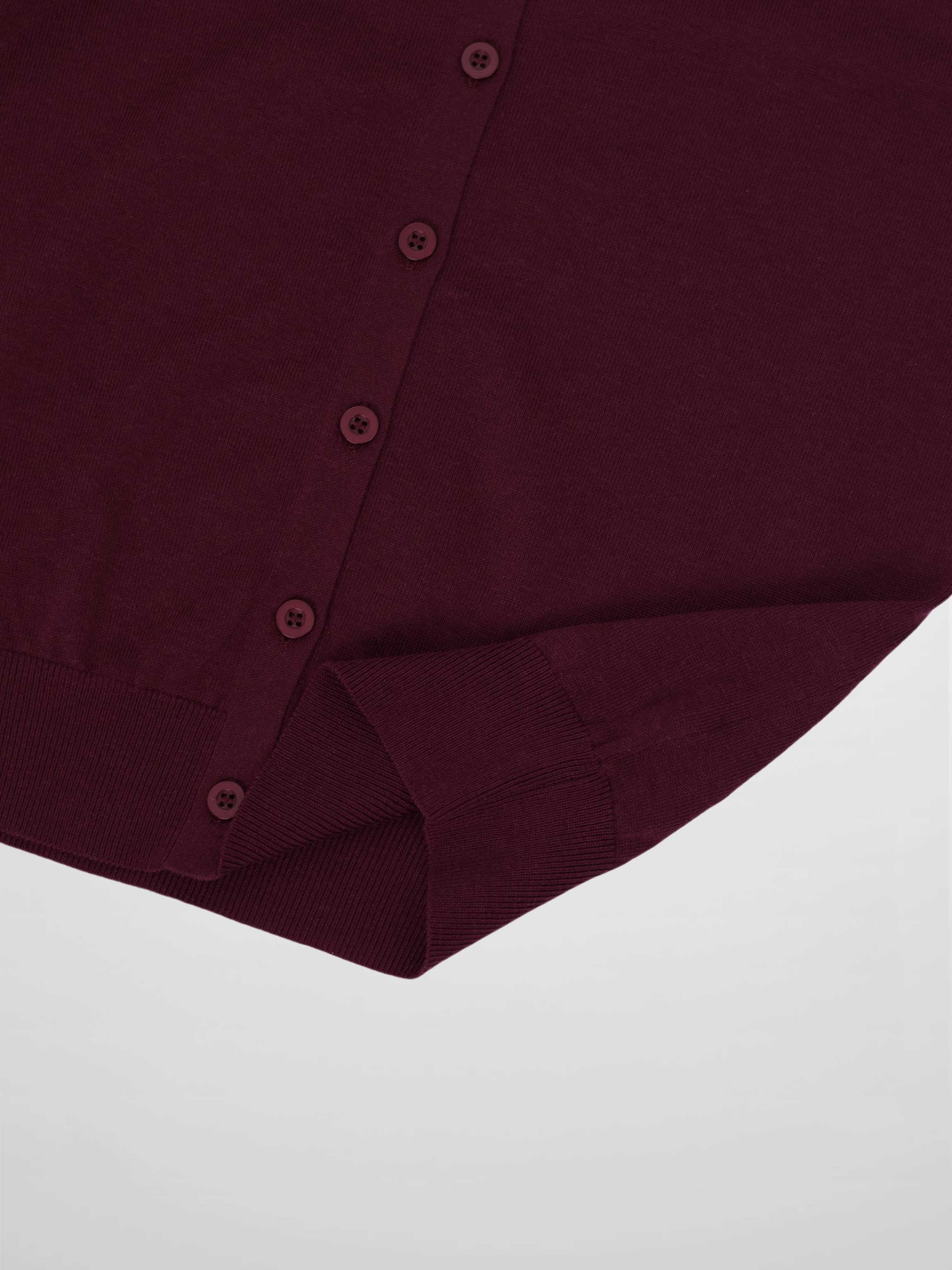 Wool Blend Collared Cardigan-Burgundy