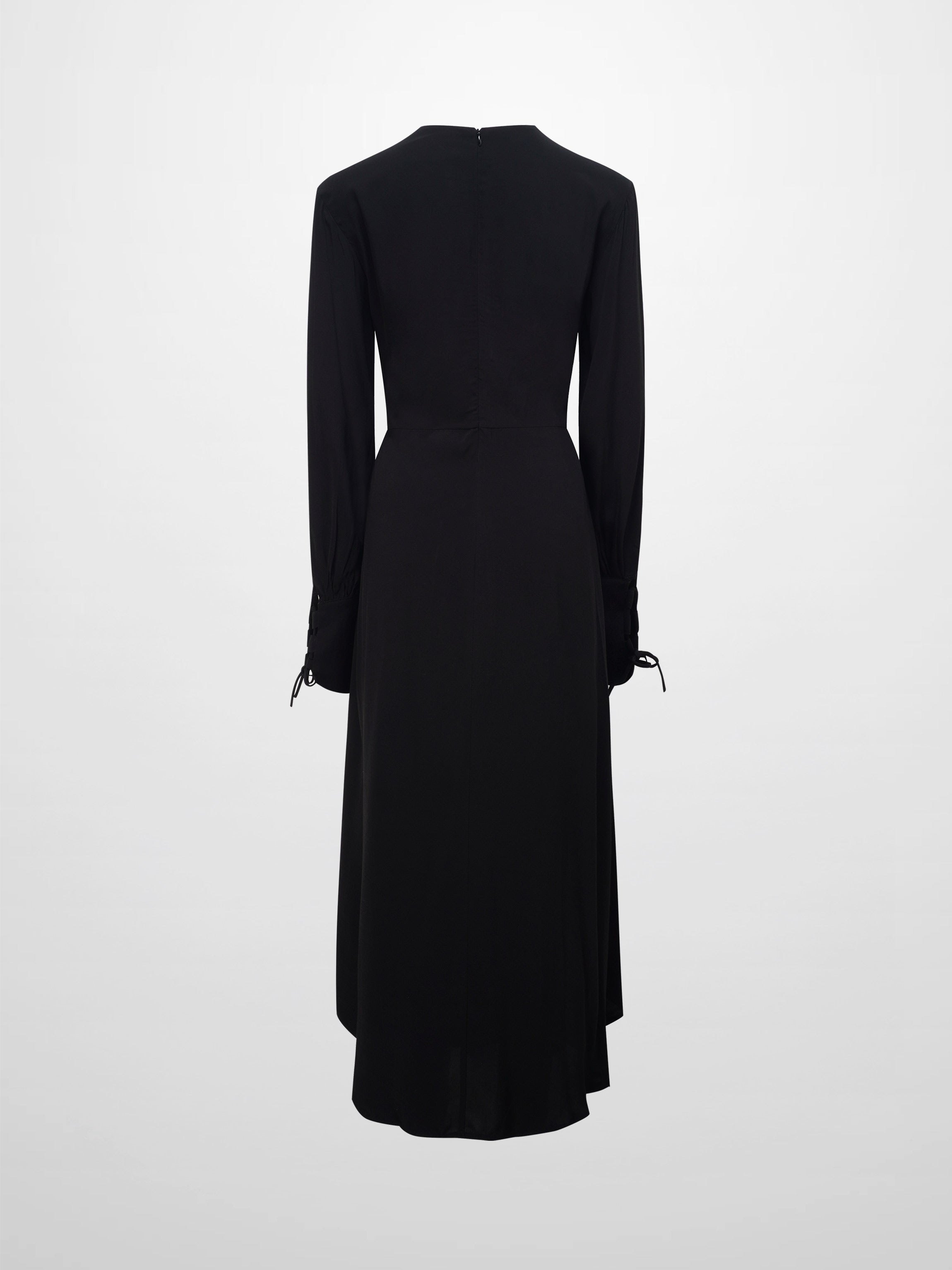 High Waist Drawstring Maternity Dress-Black