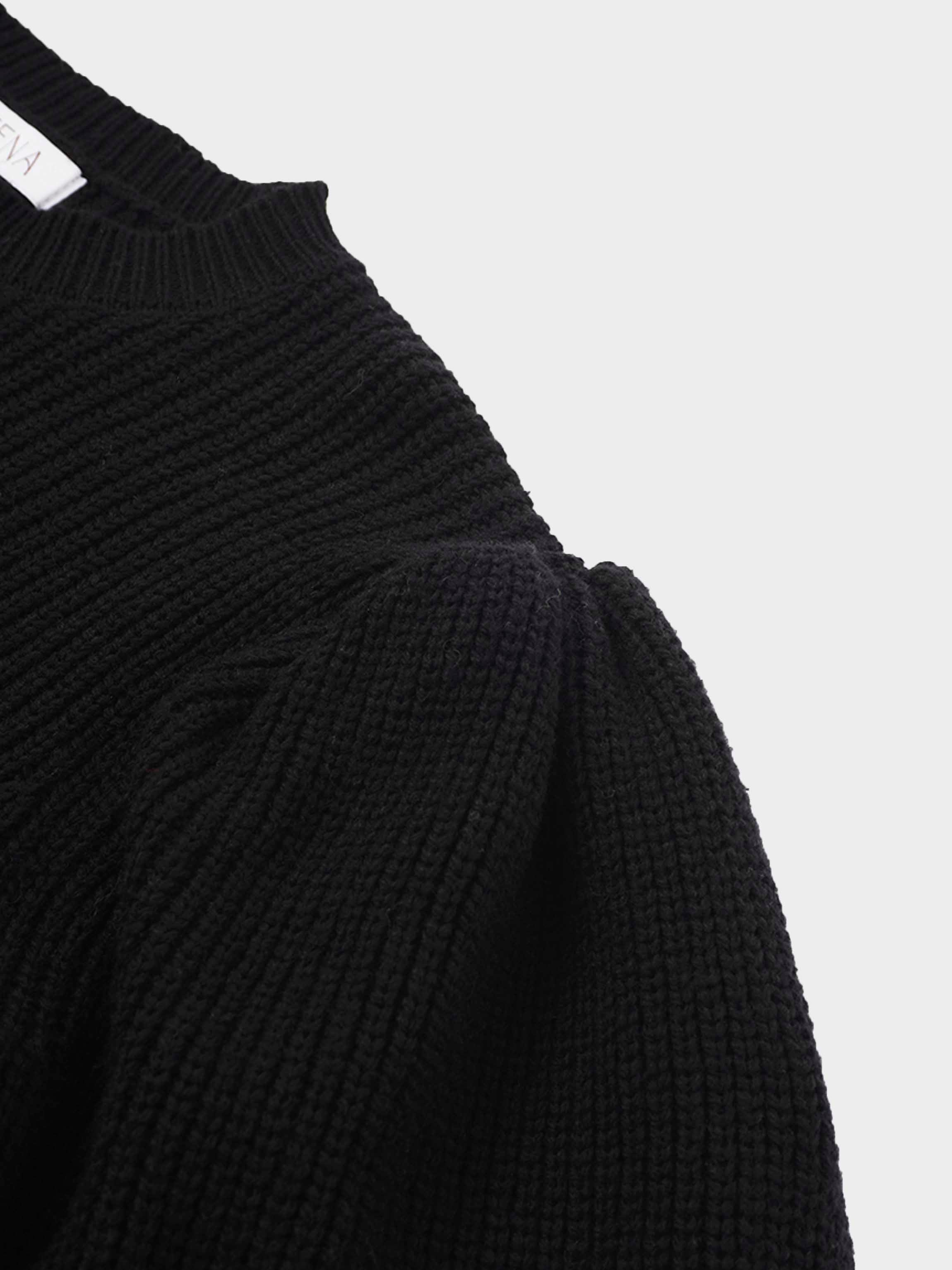 Puff Sleeve Sweater-Black
