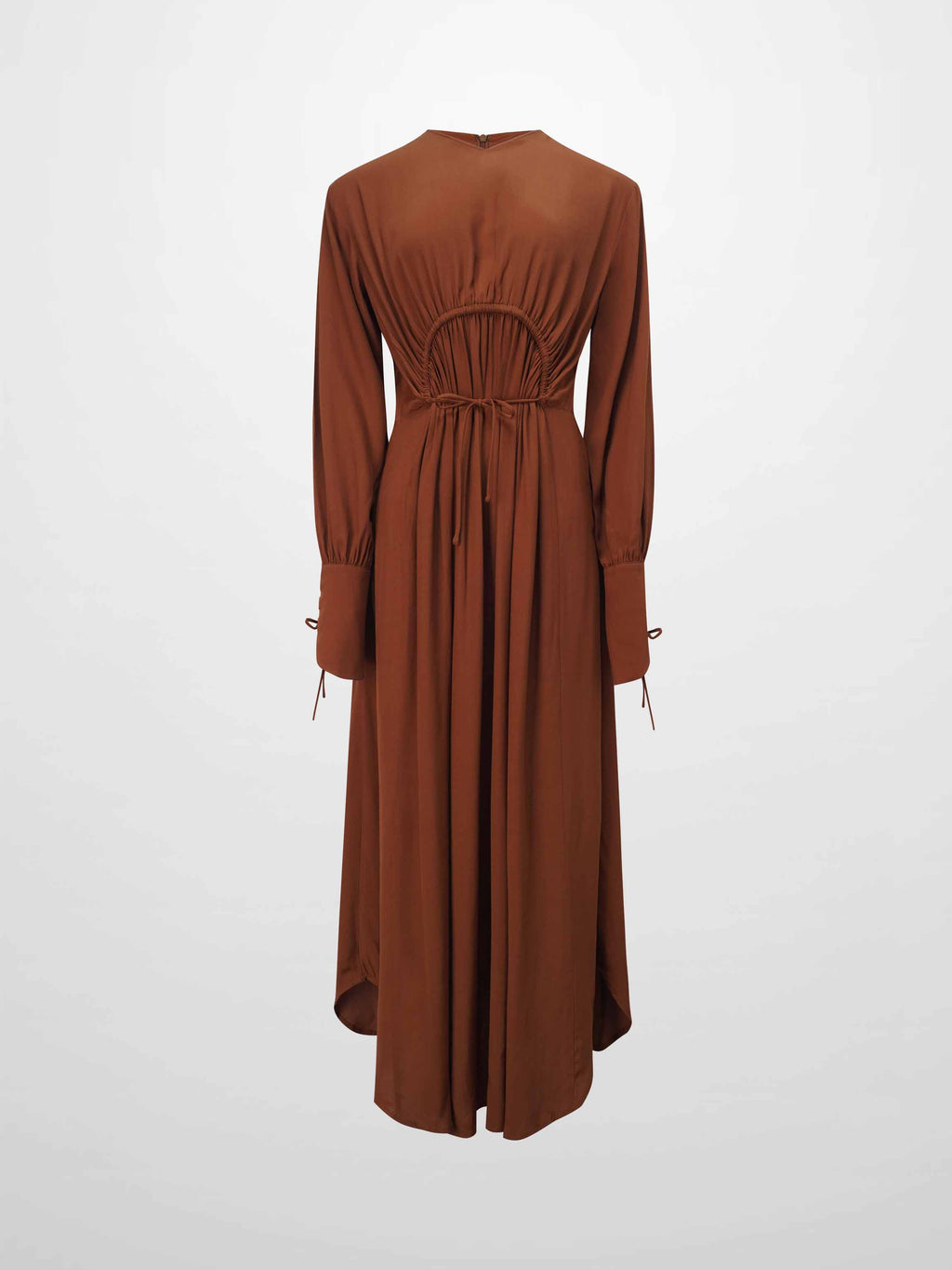 High Waist Drawstring Maternity Dress-Brown