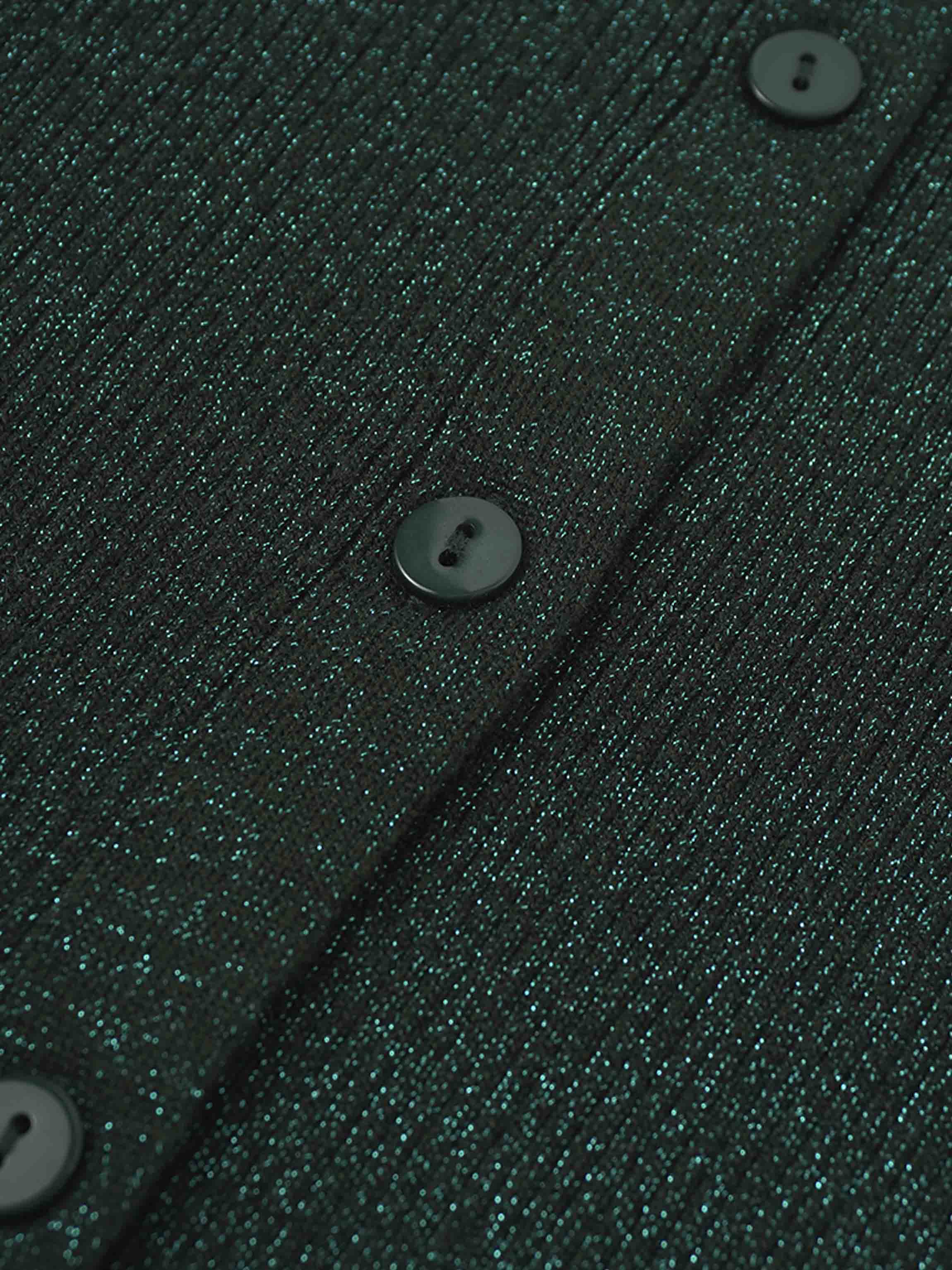 Lurex Ribbed Sweater-Hunter Green