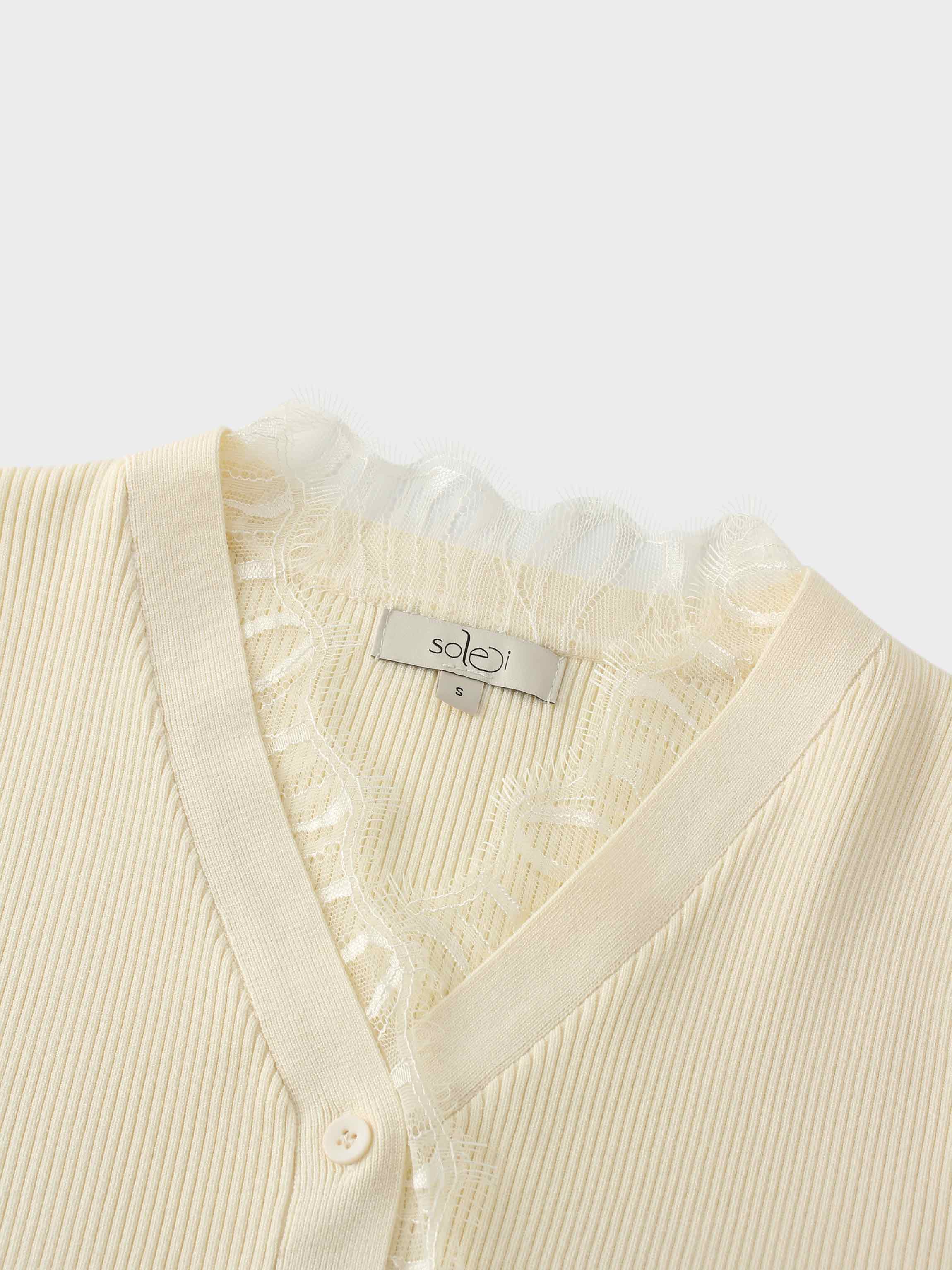 Lace Trimmed Sweater-Cream
