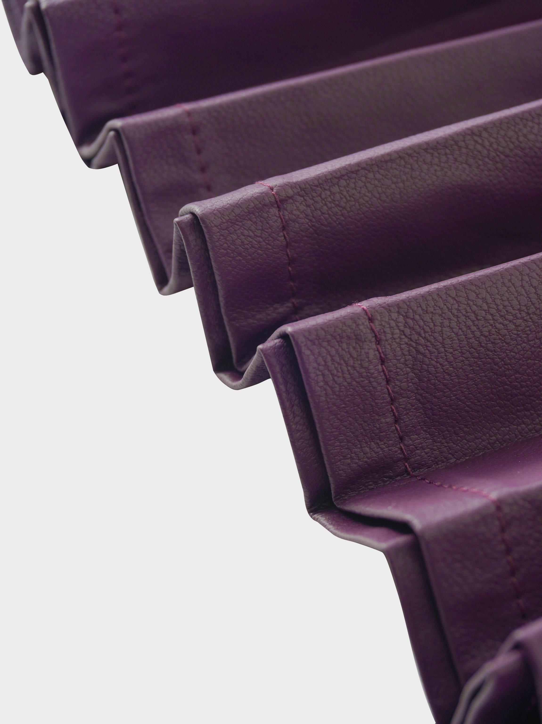 Accordion Pleated Faux Leather Skirt-Eggplant