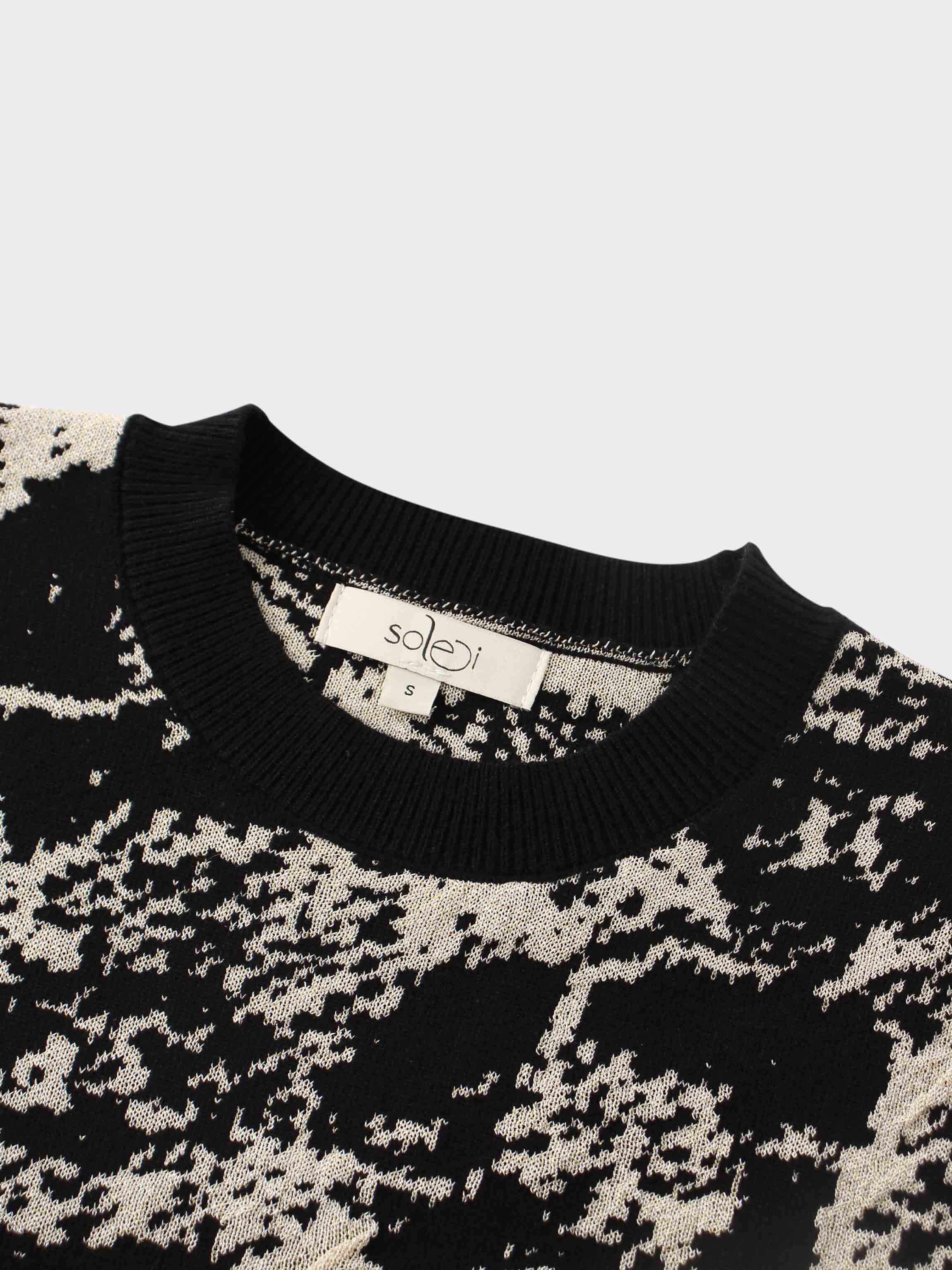 Lurex Combo Crew Sweater-Gold