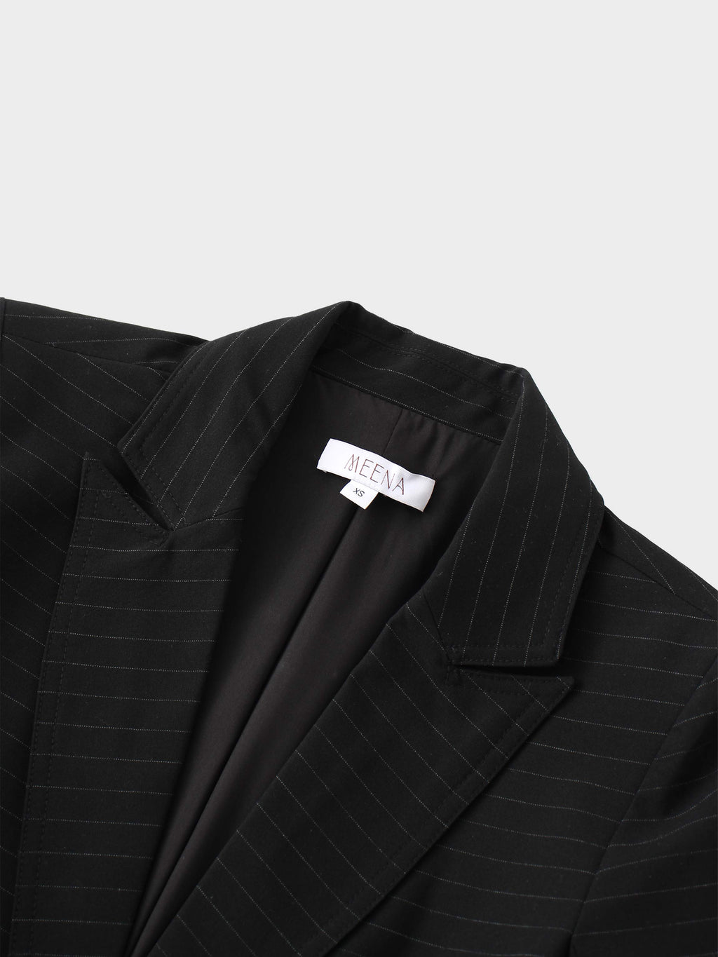 Gold Button Pinstripe Blazer-Black