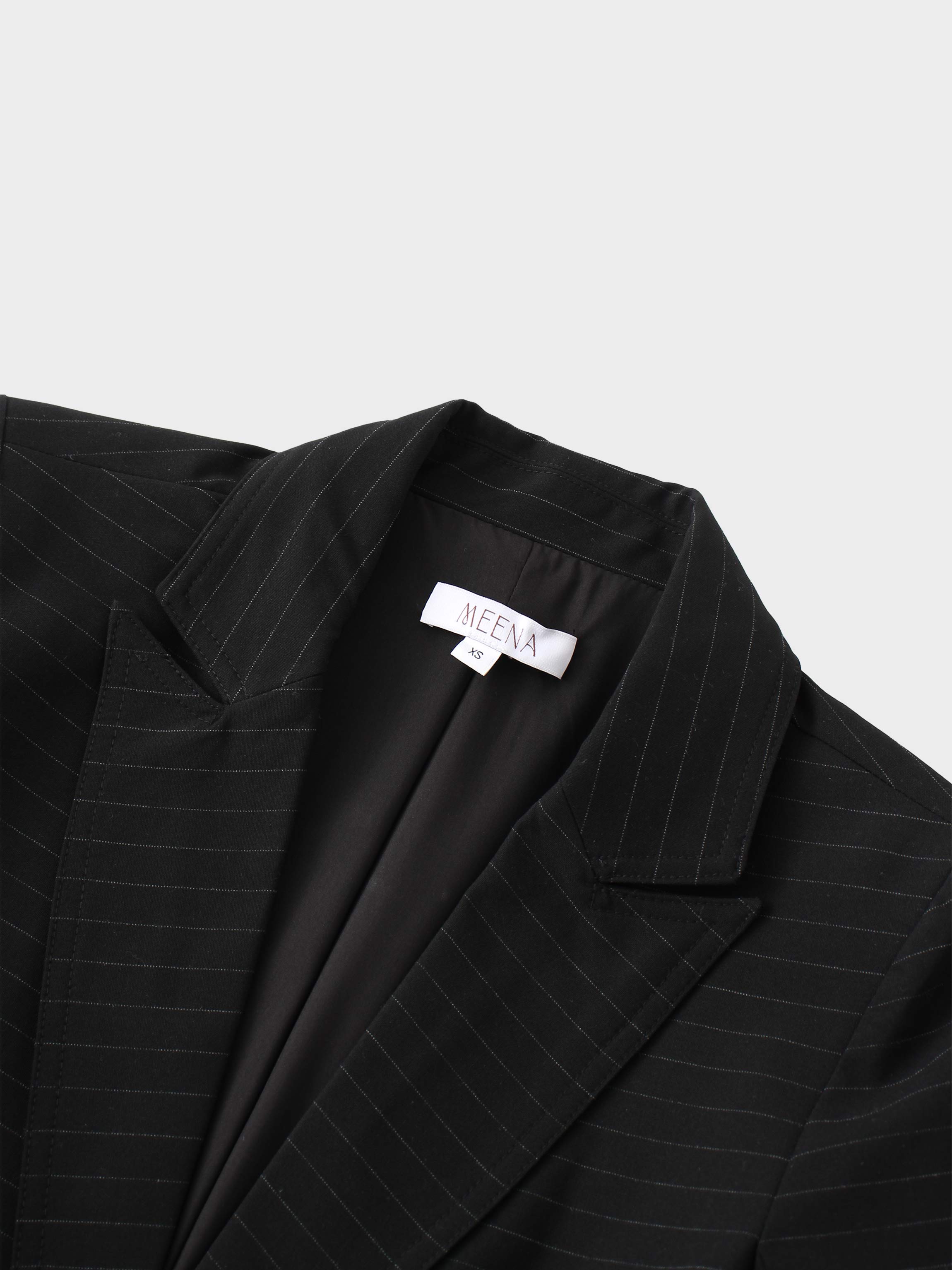 Gold Button Pinstripe Blazer-Black