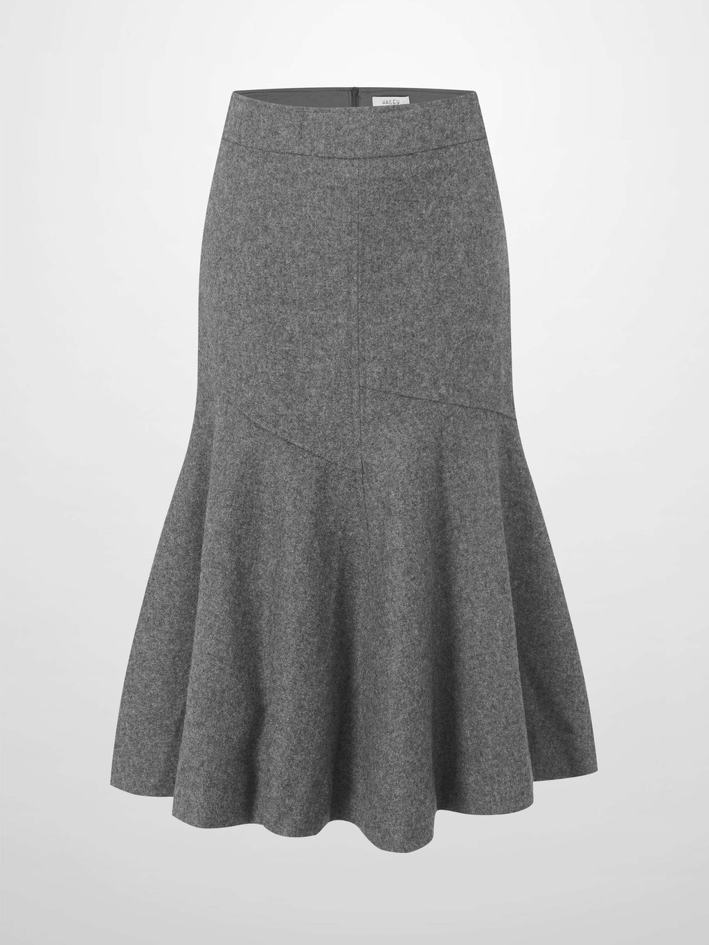 Wool Blend Short Panel Skirt-Charcoal Grey