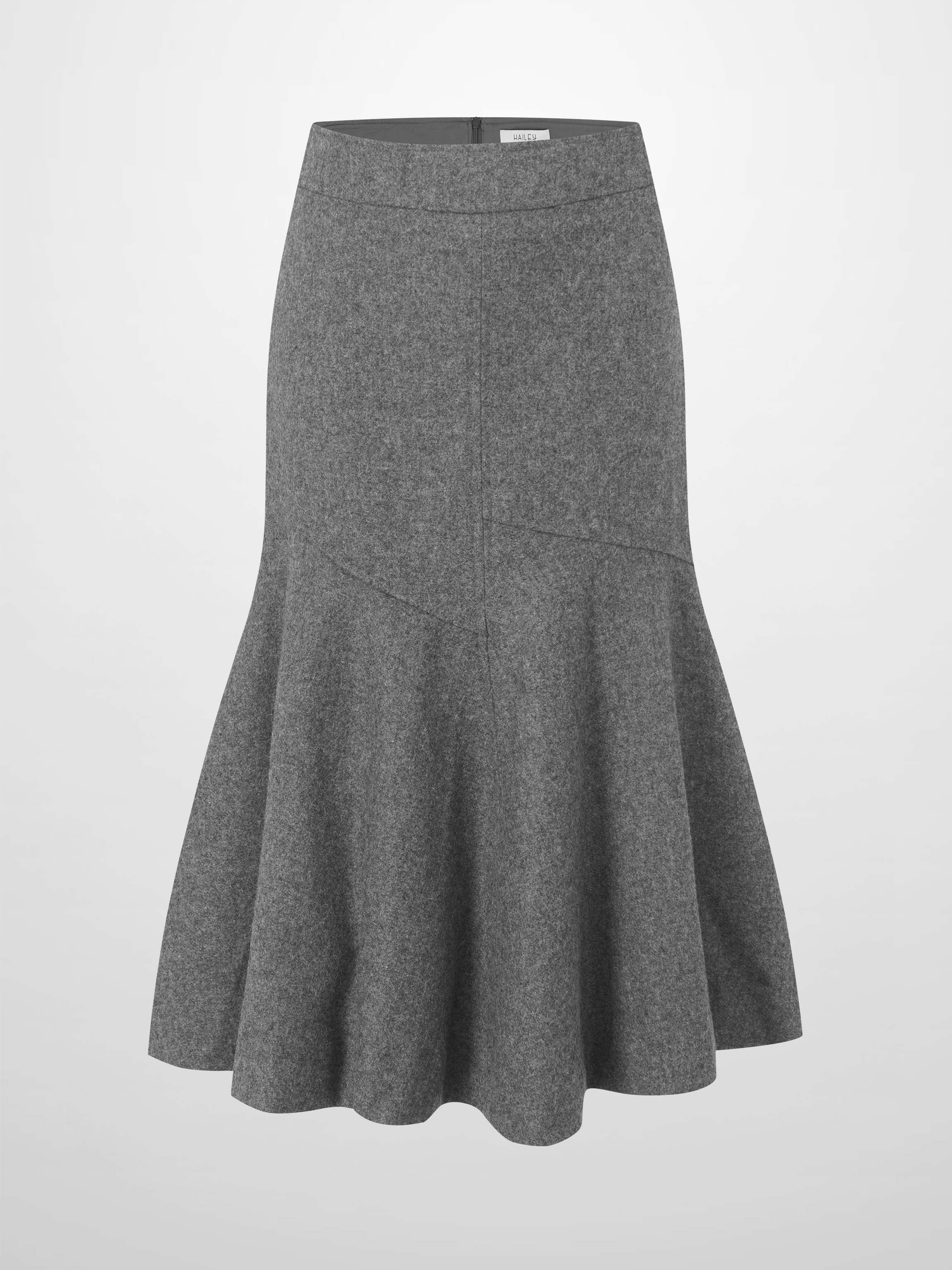 Wool Blend Short Panel Skirt-Charcoal Grey