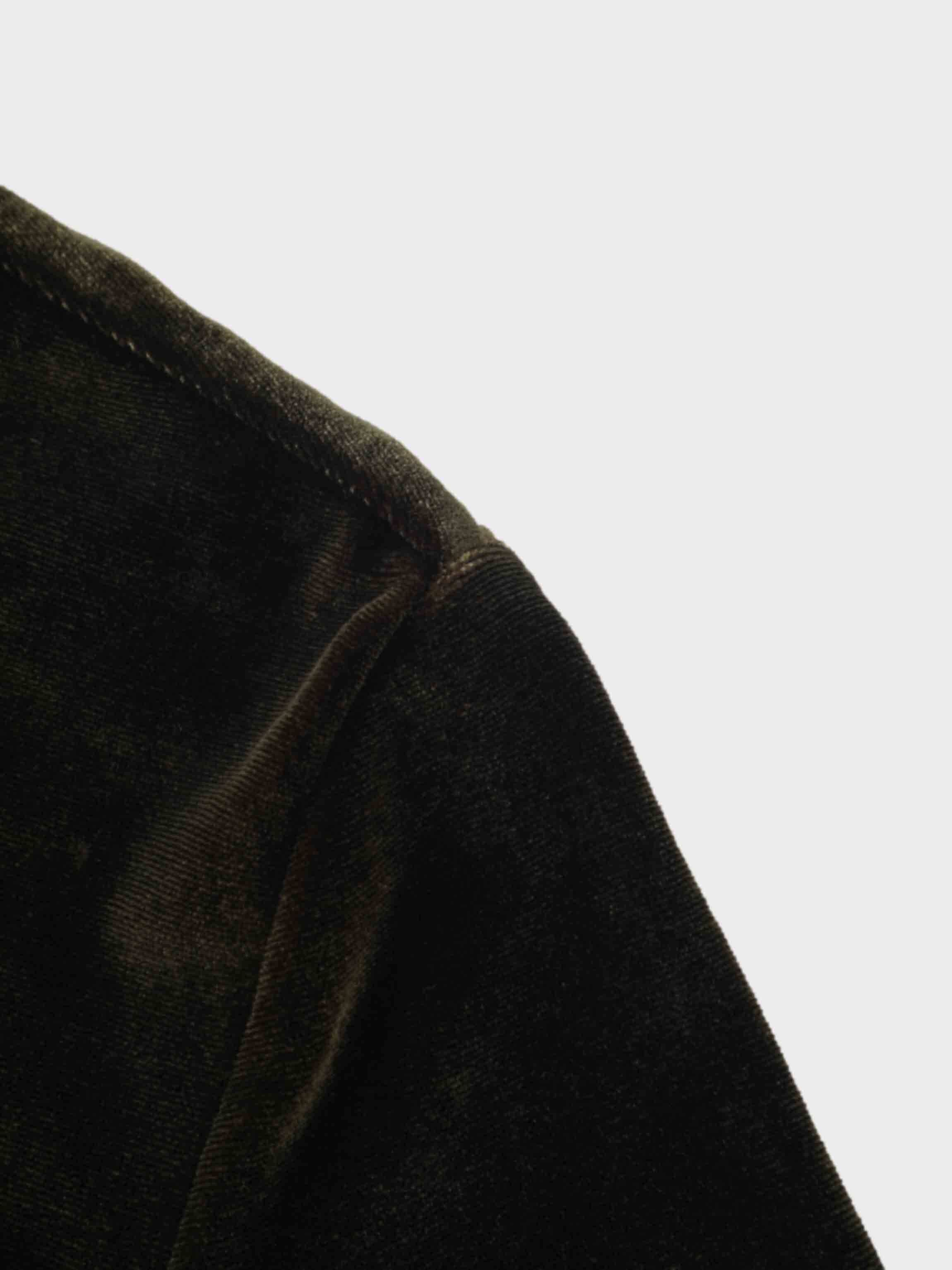 Velour Button Down Blouse-Green