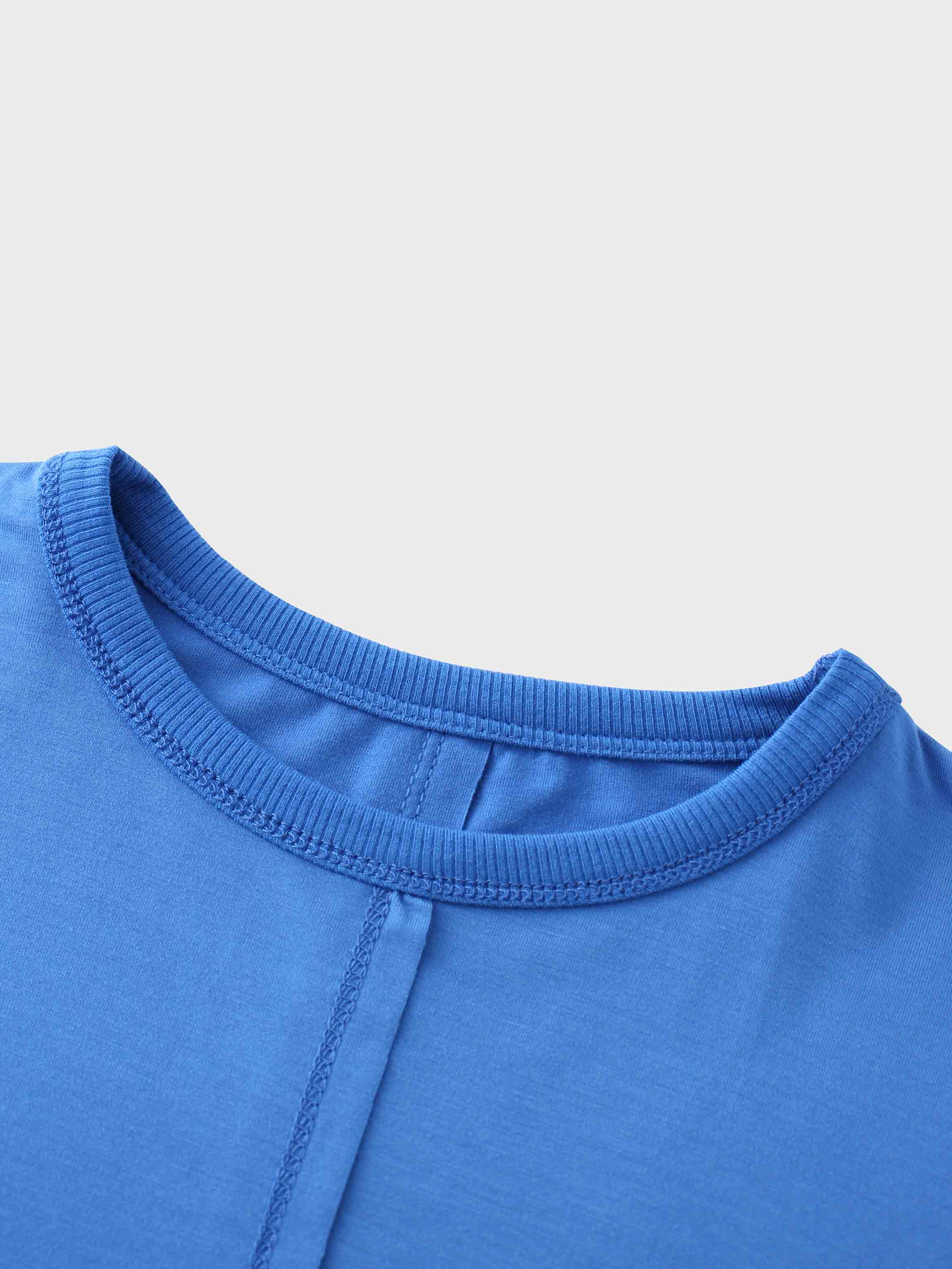 RIBBED BOTTOM T-SHIRT-COBALT BLUE
