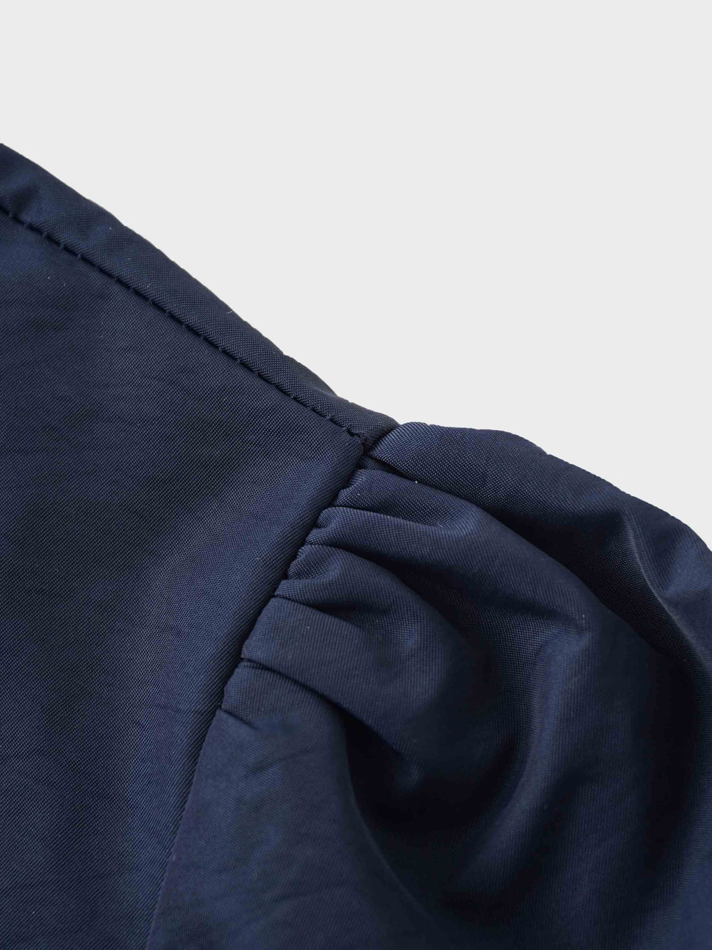 Bubble Sleeve Taffeta Top-Navy