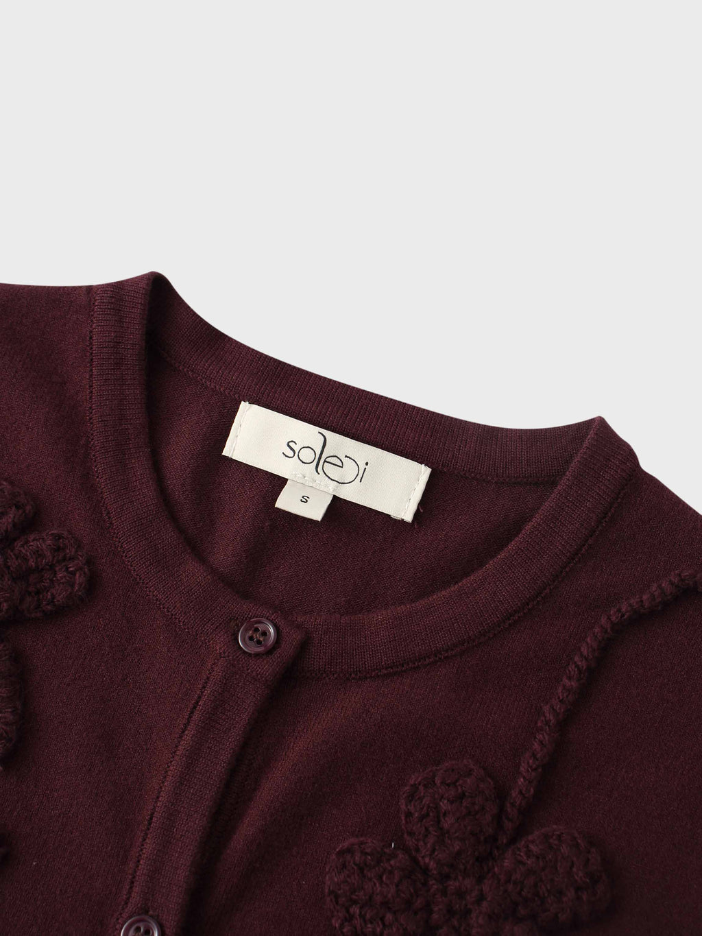 Crochet Puff Flower Sweater Set-Plum