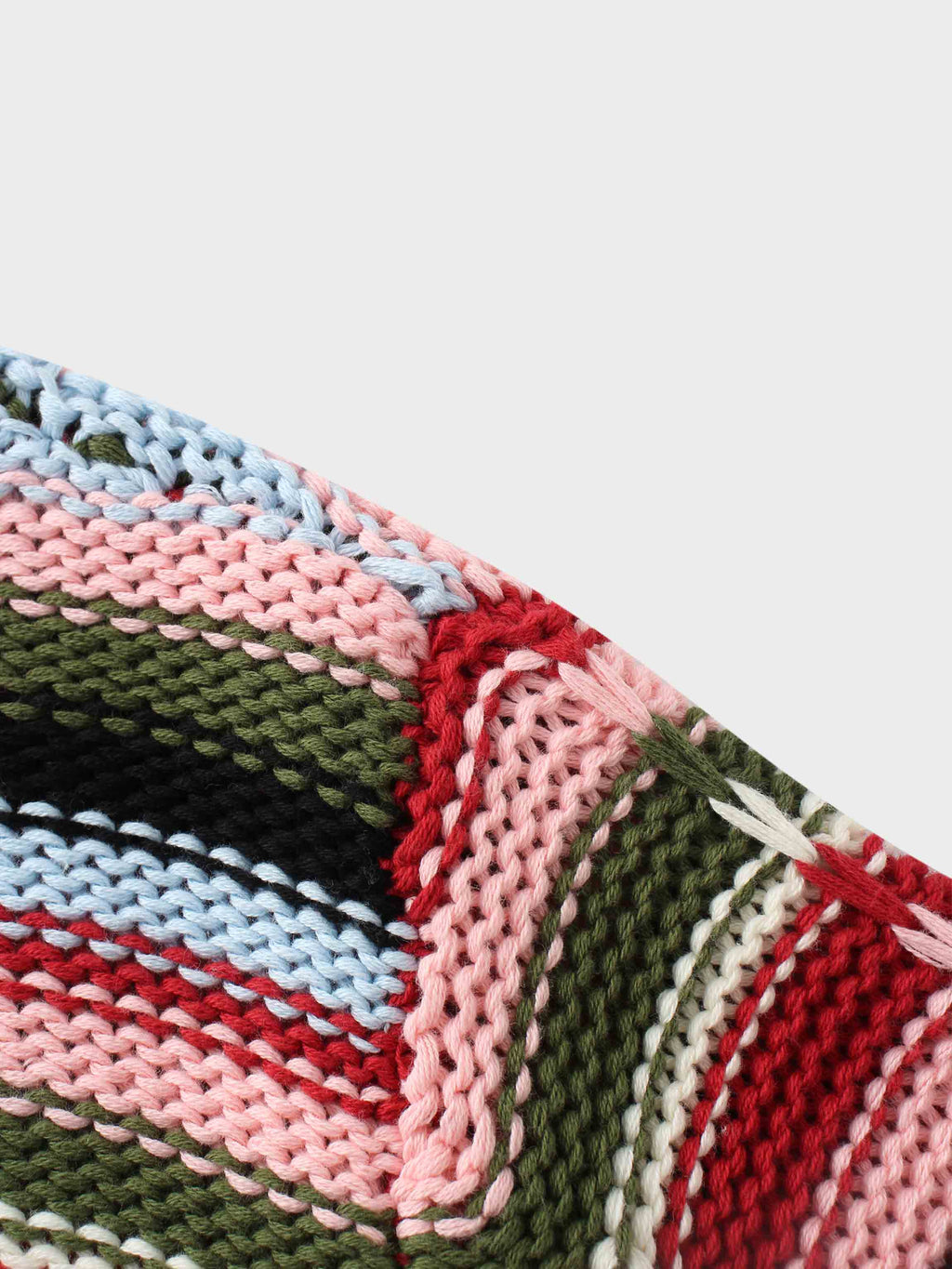 Overstitch Detail Striped Sweater-Burgundy