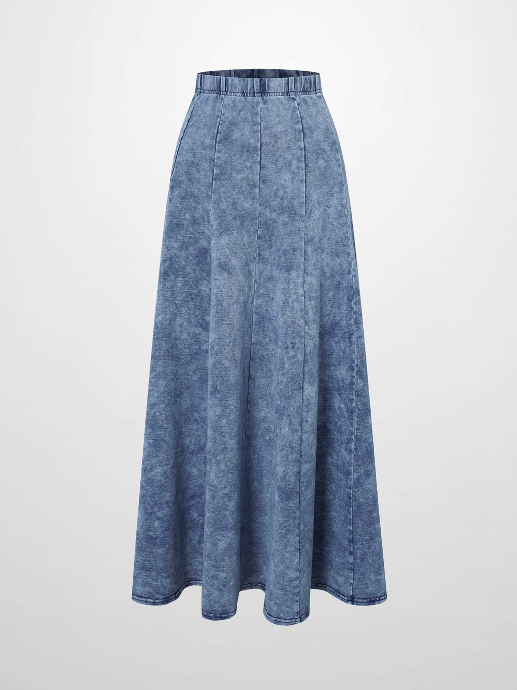 Paneled Flare Skirt 37"-Light Blue Wash